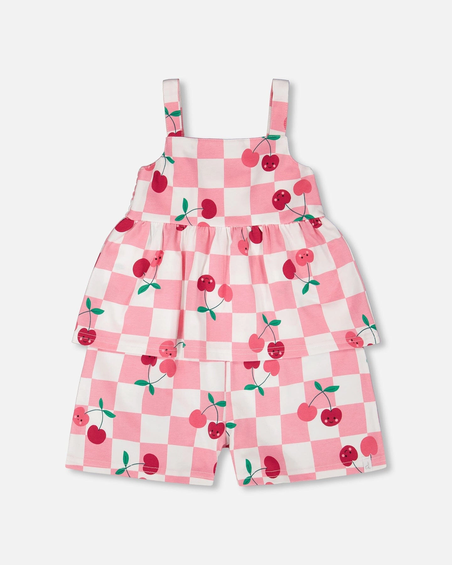 Deux par Girls Organic Cotton Jersey Romper Printed Cherries