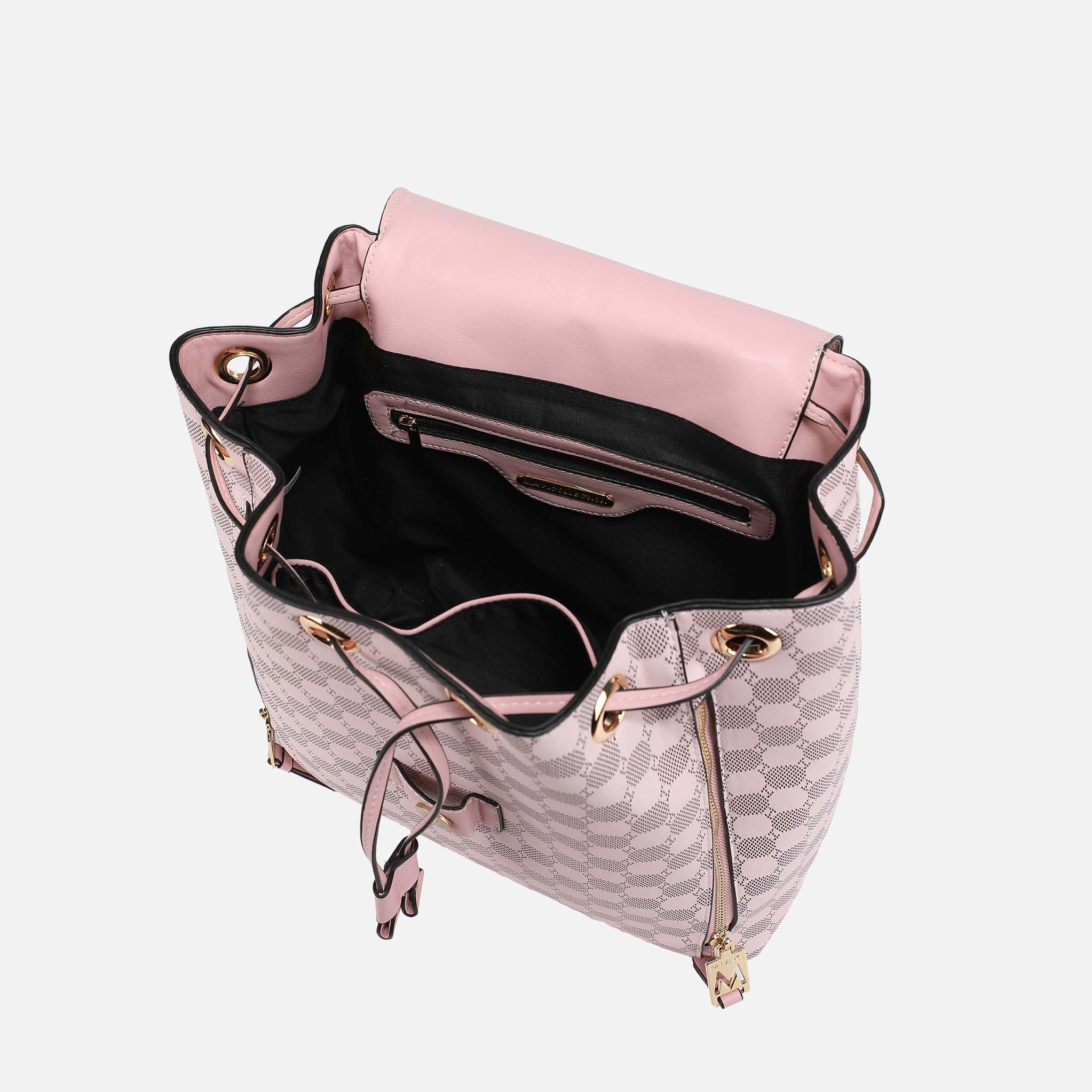 Mia K Collection Kimberly Vegan Leather Backpack, Circular Print, Gold Hardware