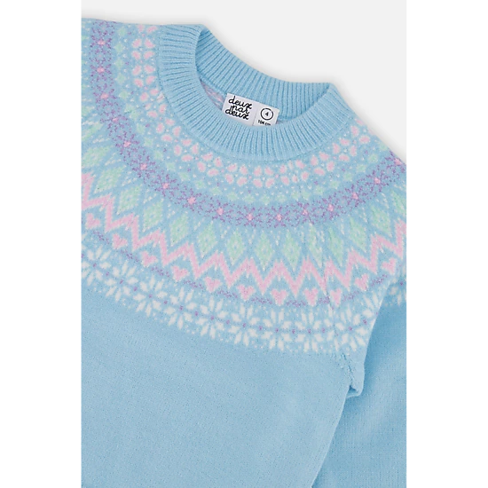 Deux par Deux Girls Nordic Jacquard Knit Sweater
