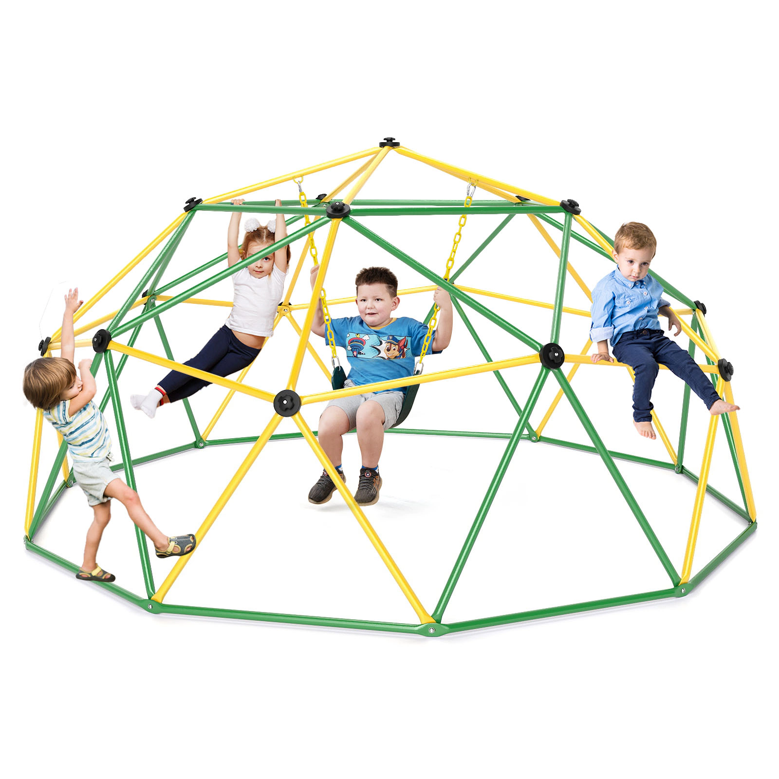 LJG Kids 10 Feet Dome Climber with Swing and 800 Lbs Load Capacity