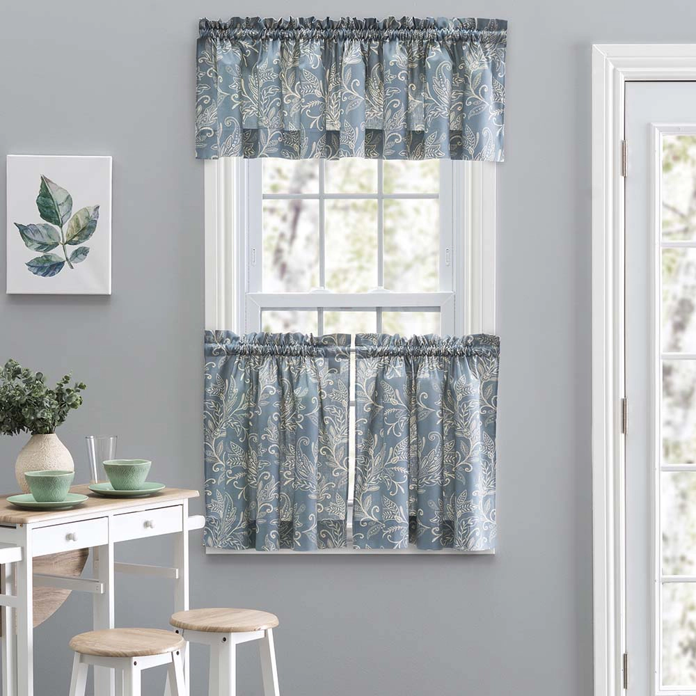 Ellis Curtain Lexington Leaf Pattern on Colo Ground Curtain Tiers
