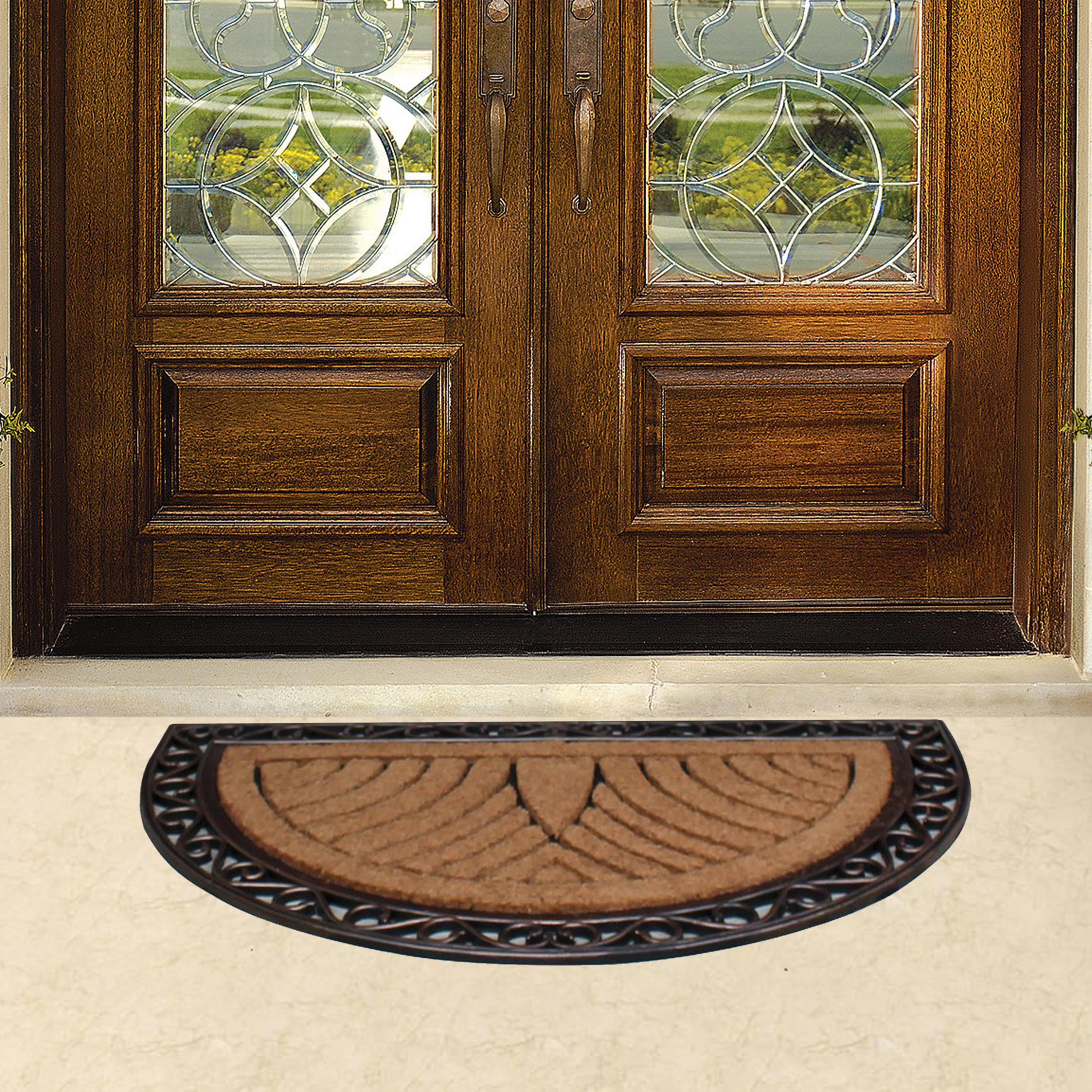 A1HC Coir and Rubber Door Mat 30x48 Inches Anti-Shed Fade-Resistant Heavy Duty Half Round Bronze