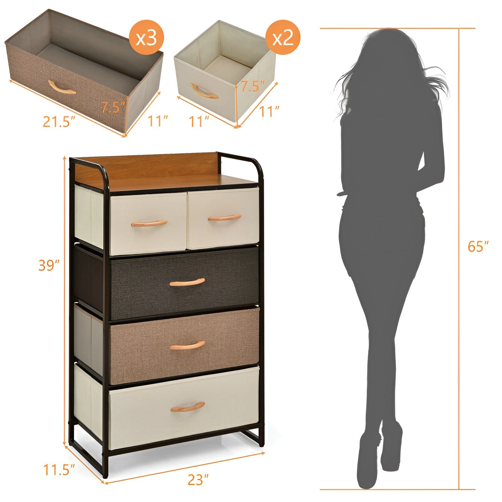 SlickBlue 4-Tier Storage Organizer Tower with Fabric Drawers