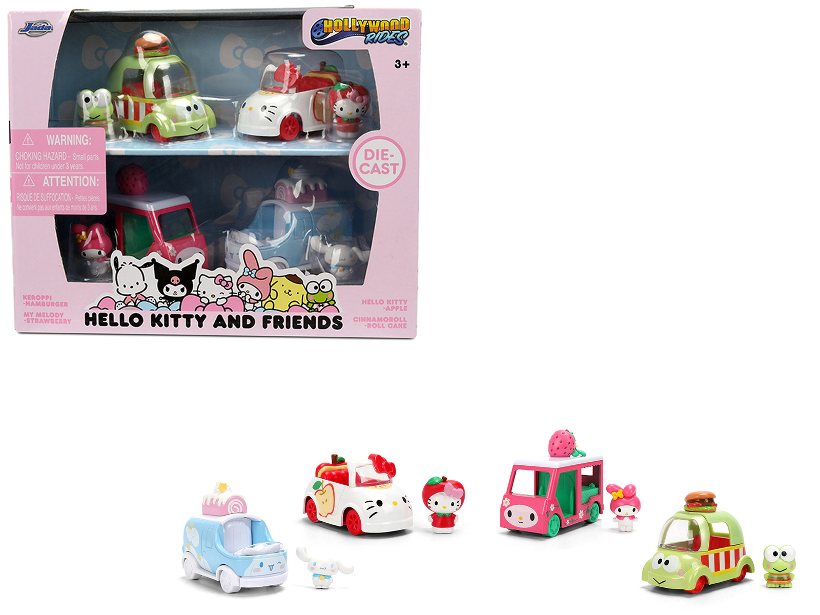 Jada "Hello Kitty and Friends" Set of 4 Diecast Figures and Cars "Hollywood Rides" Series Diecast models by Jada