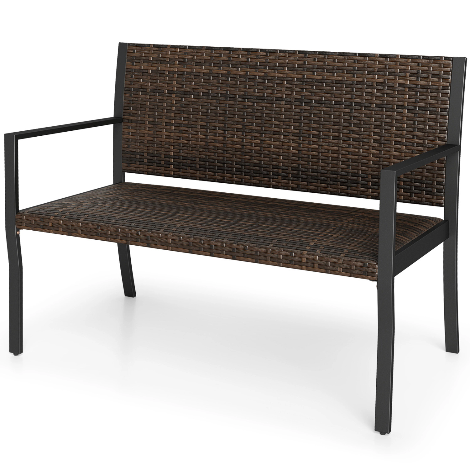 LJG Patio Sun-Proof Rattan Loveseat with Soft Sponge Seat