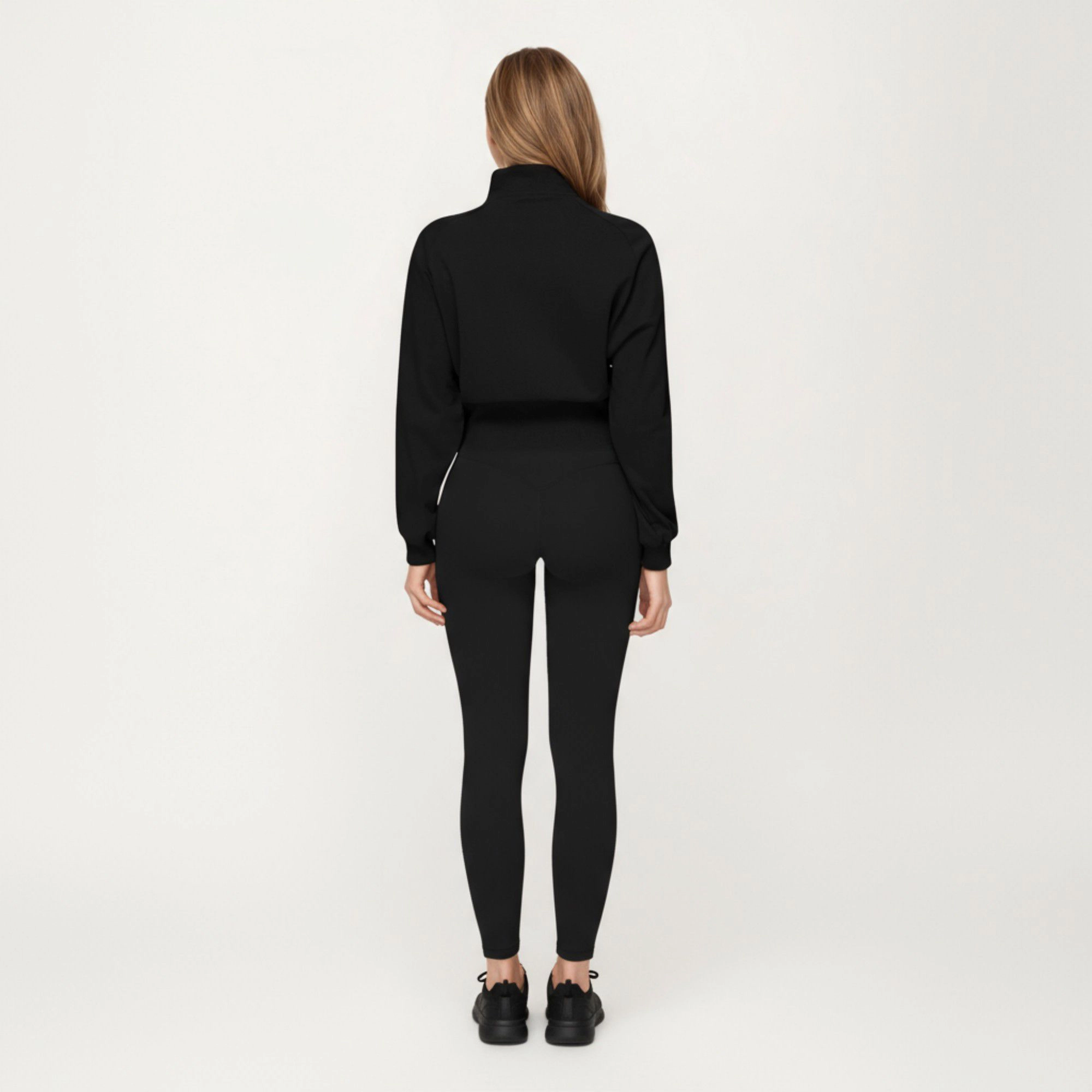 Anna-Kaci Women's High Neck Long Sleeve Zip-Up Jacket with Fitted Waistband and Soft Knit Fabric