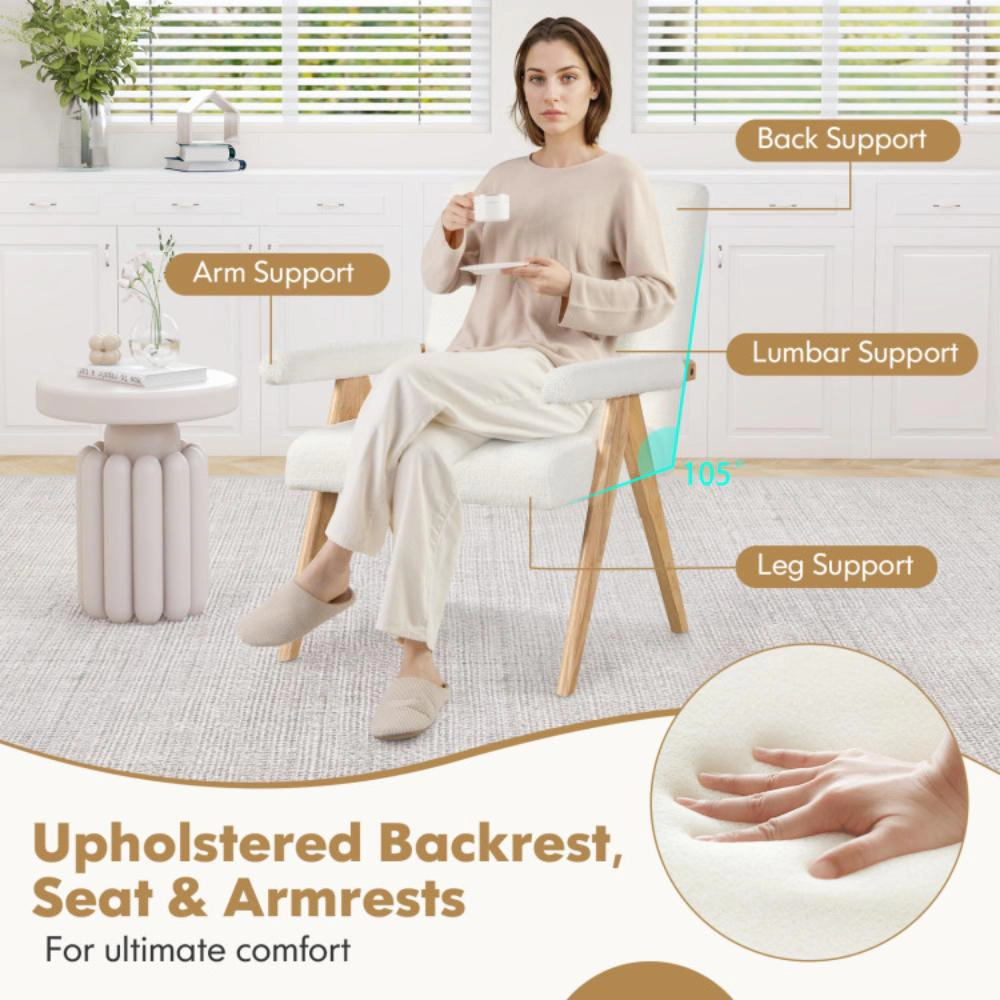 Hivvago Wooden Frame Lounge Chair with Soft Arm Padding