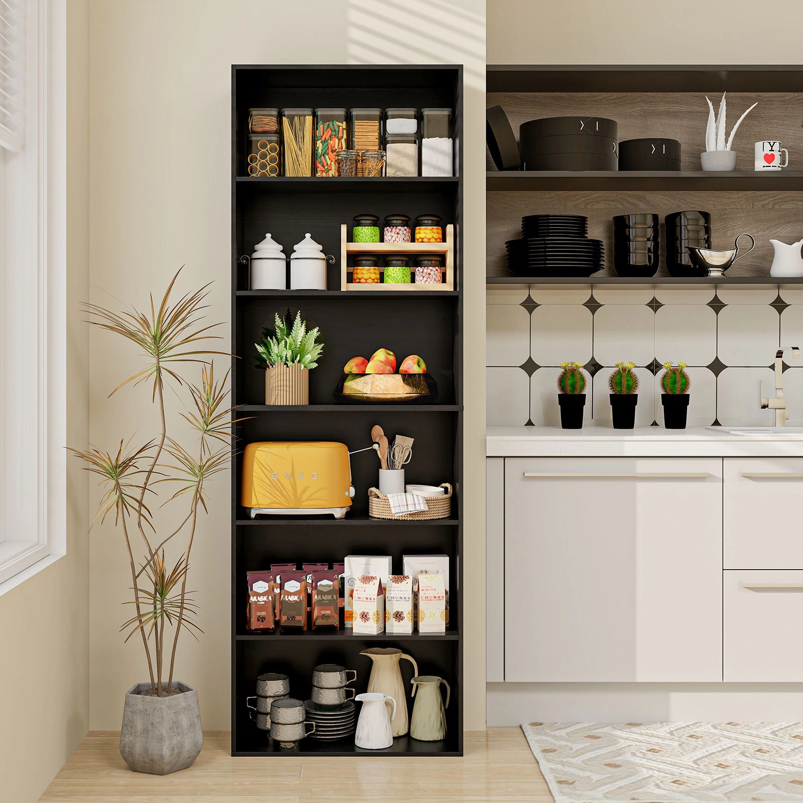 SlickBlue 70 Inch Freestanding Bookcase Display Shelf with 6 Storage Tiers