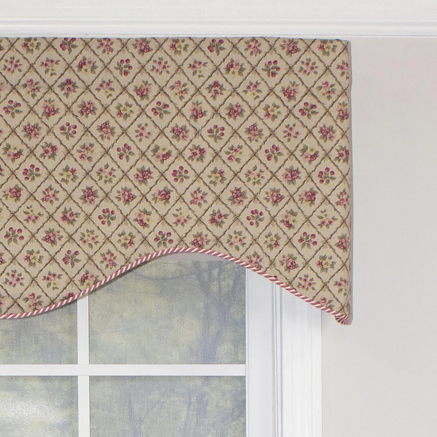 RLF Home Petite Corded Cornice 100% Cotton with Fully Lined 3" Rod Pocket Valnance for Windows 50" x 17" Harvest