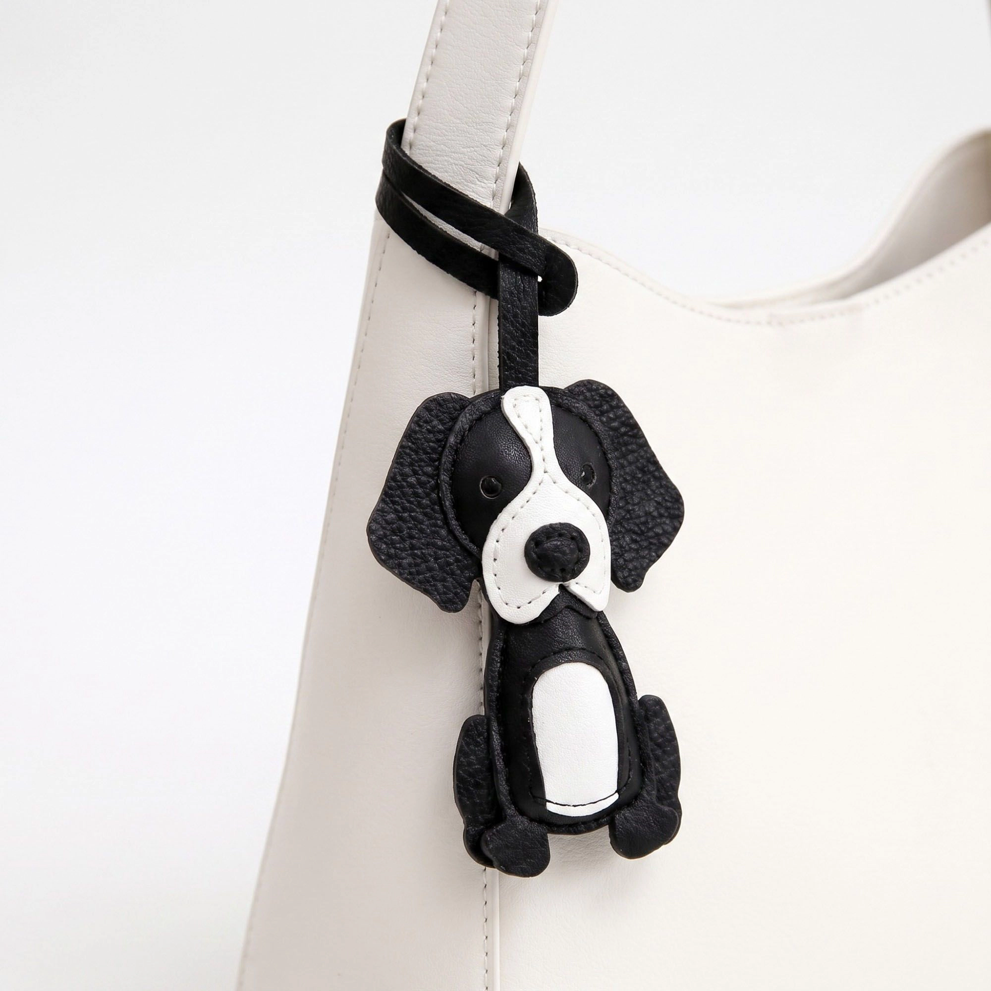 Alilang Women's Puppy Dog Bag Charm with Faux Leather Strap