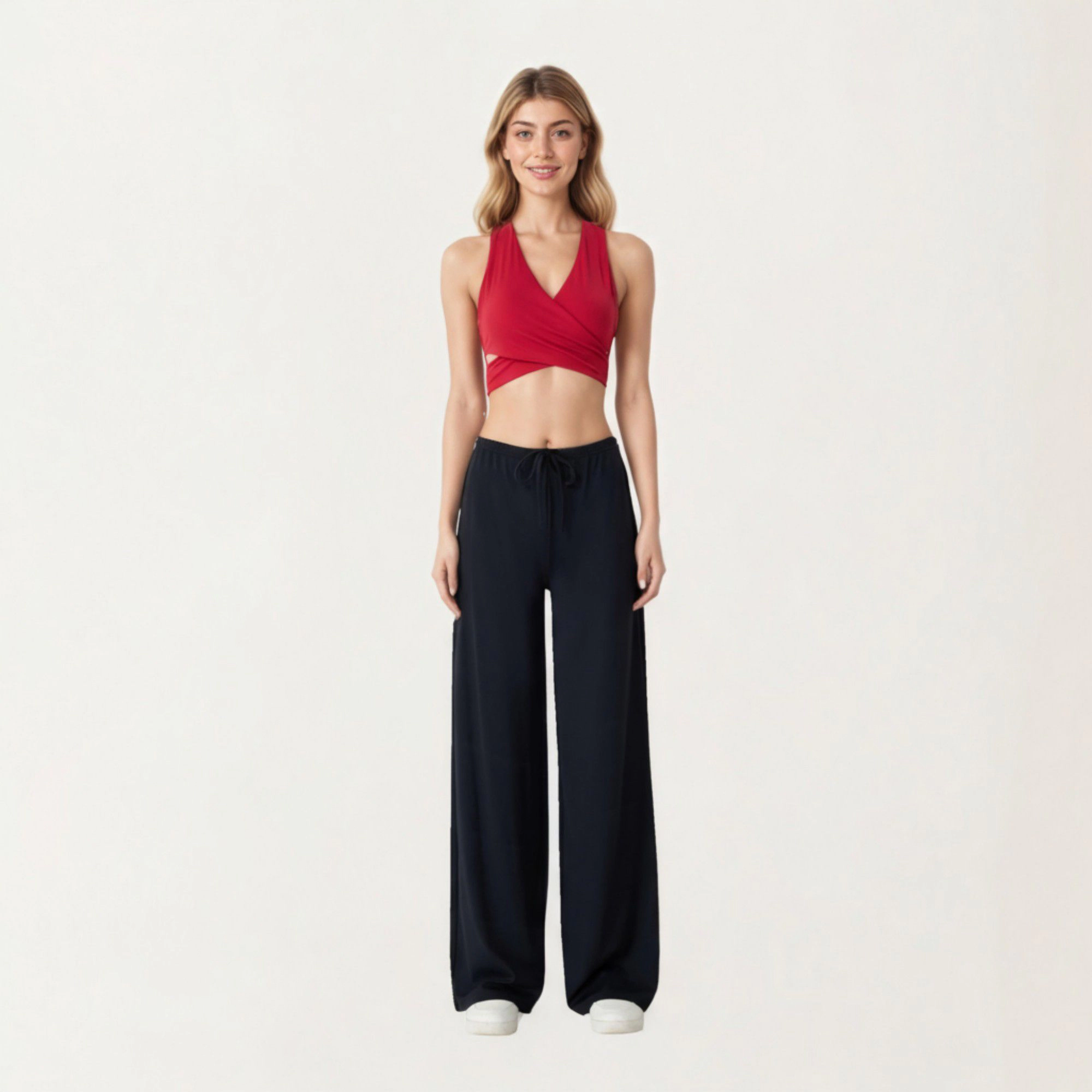 Anna-Kaci Women's High-Waist Wide-Leg Lounge Pants with Soft Stretch Fabric Adjustable Drawstring Waistband