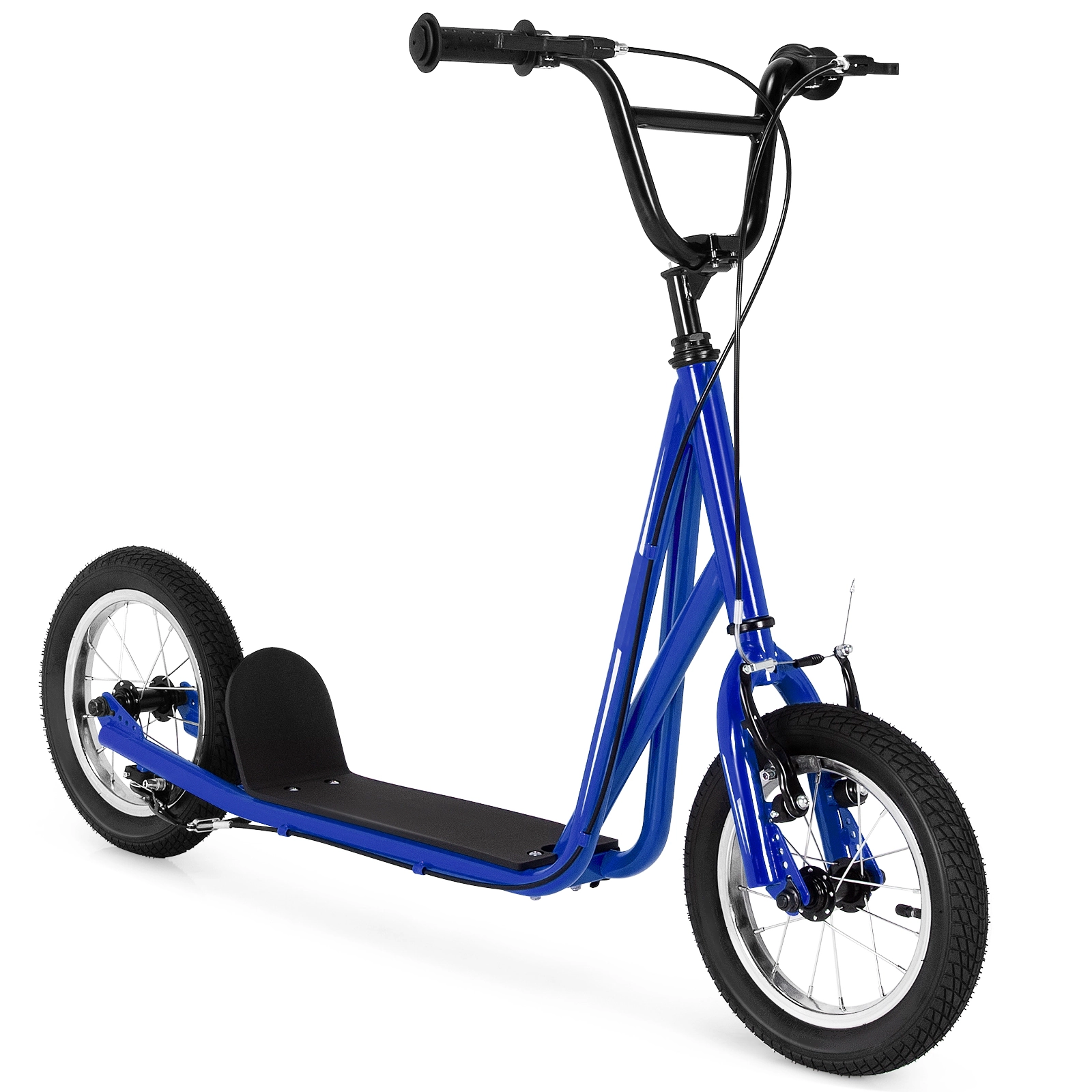 SUGIFT Kids Navy Kick Scooter with 12-in Air-Filled Wheels and Dual V-Brakes 33-in to 35-in H 165-lb Rider Capacity