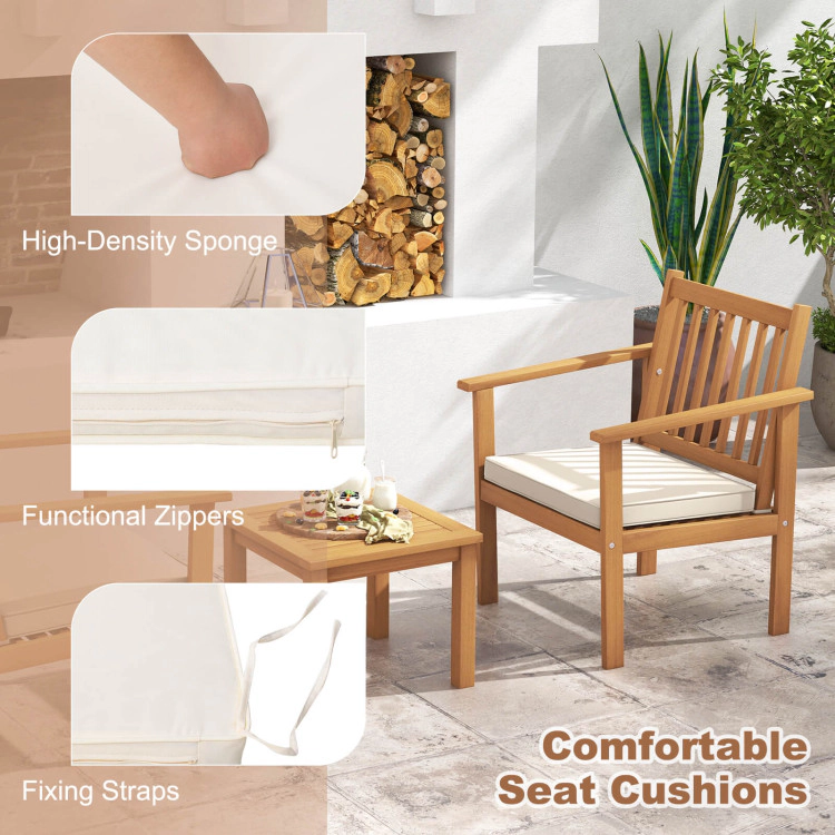 Hivvago 3 Pieces Patio Wood Furniture Set With Soft Cushions For Porch