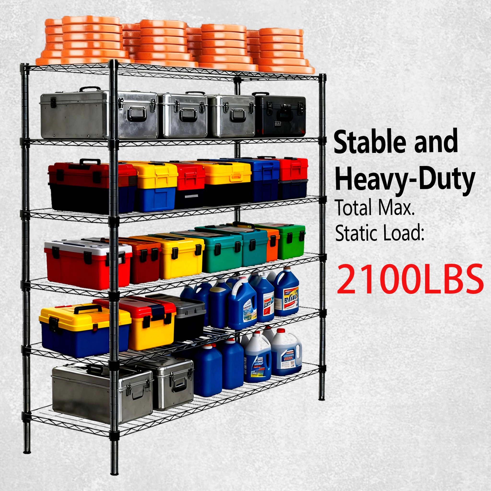 Flynama 3 Tier Wire Shelving 1050lbs 48L x 18D x 96H in Set of 2 with Liners Adjustable Heavy Duty Storage in Black