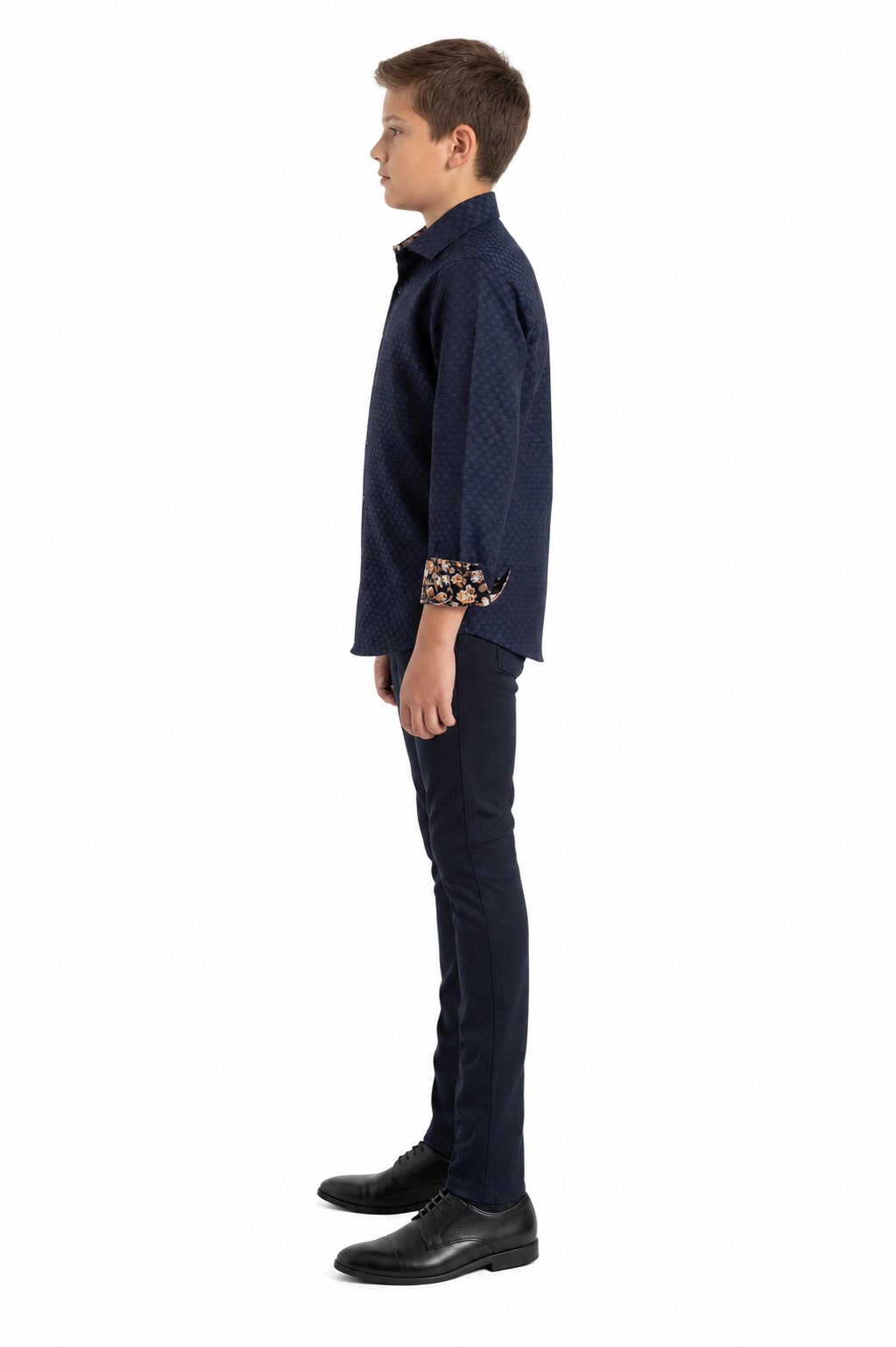 Elie Balleh Boys Slim Fit Jacquard Dot Shirt