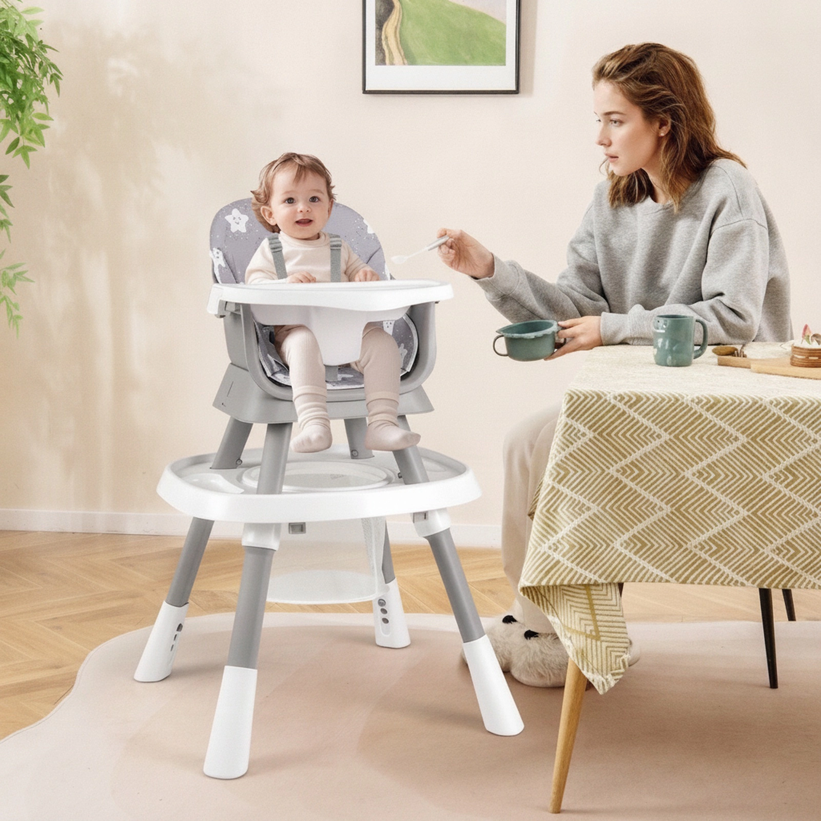 16-in-1 Baby High Chair and Activity Center 360-Degree Rotating Seat Booster Double-Sided Tabletop 6 to 36 Months