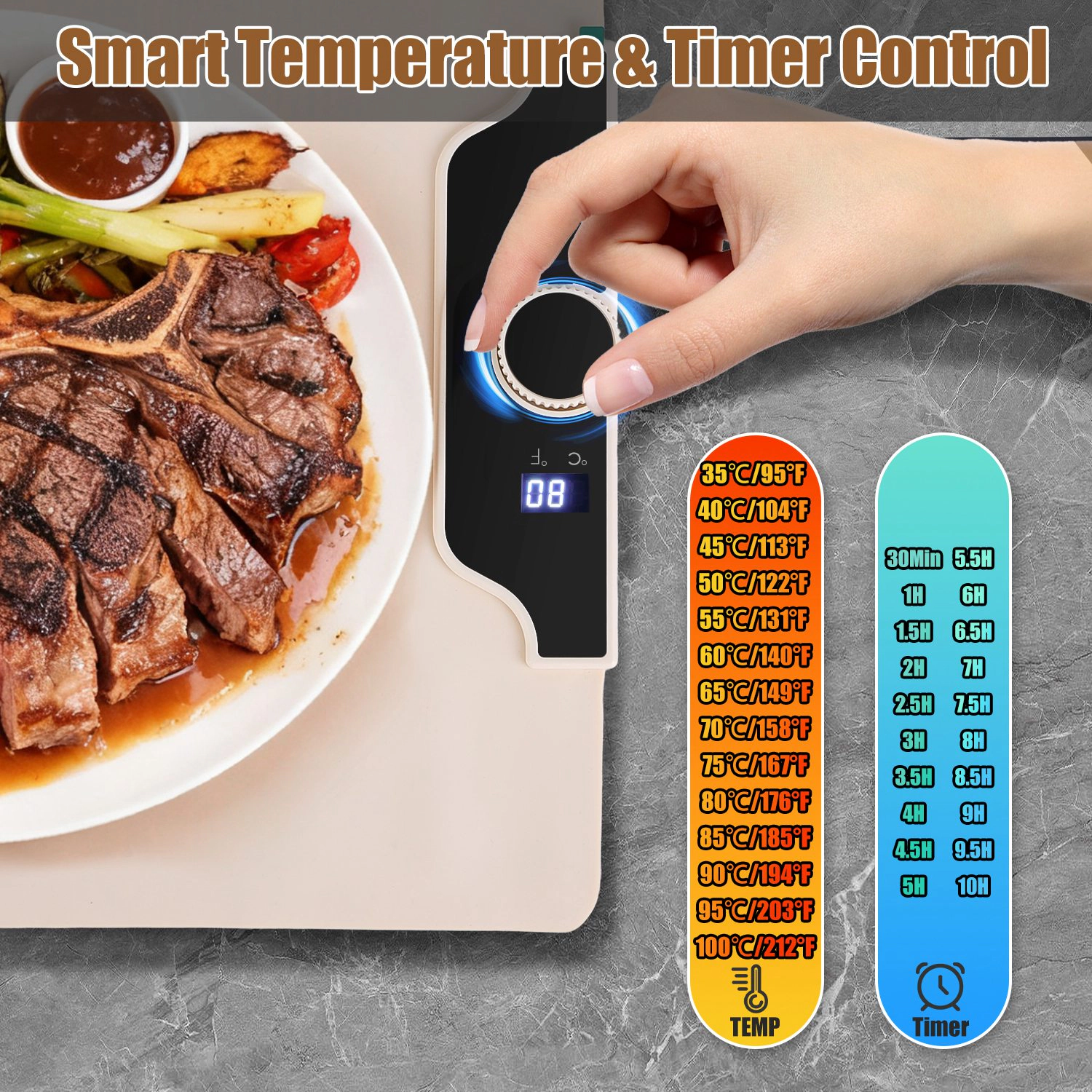 GBruno Silicone Food Warming Mat With Timer