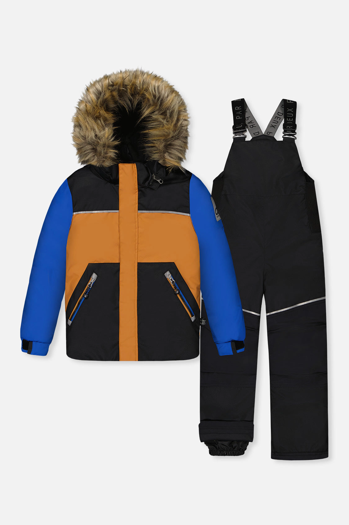 Deux par Boys Colorblock Two Piece Discover Snowsuit with Hooded Jacket and Snow Pants