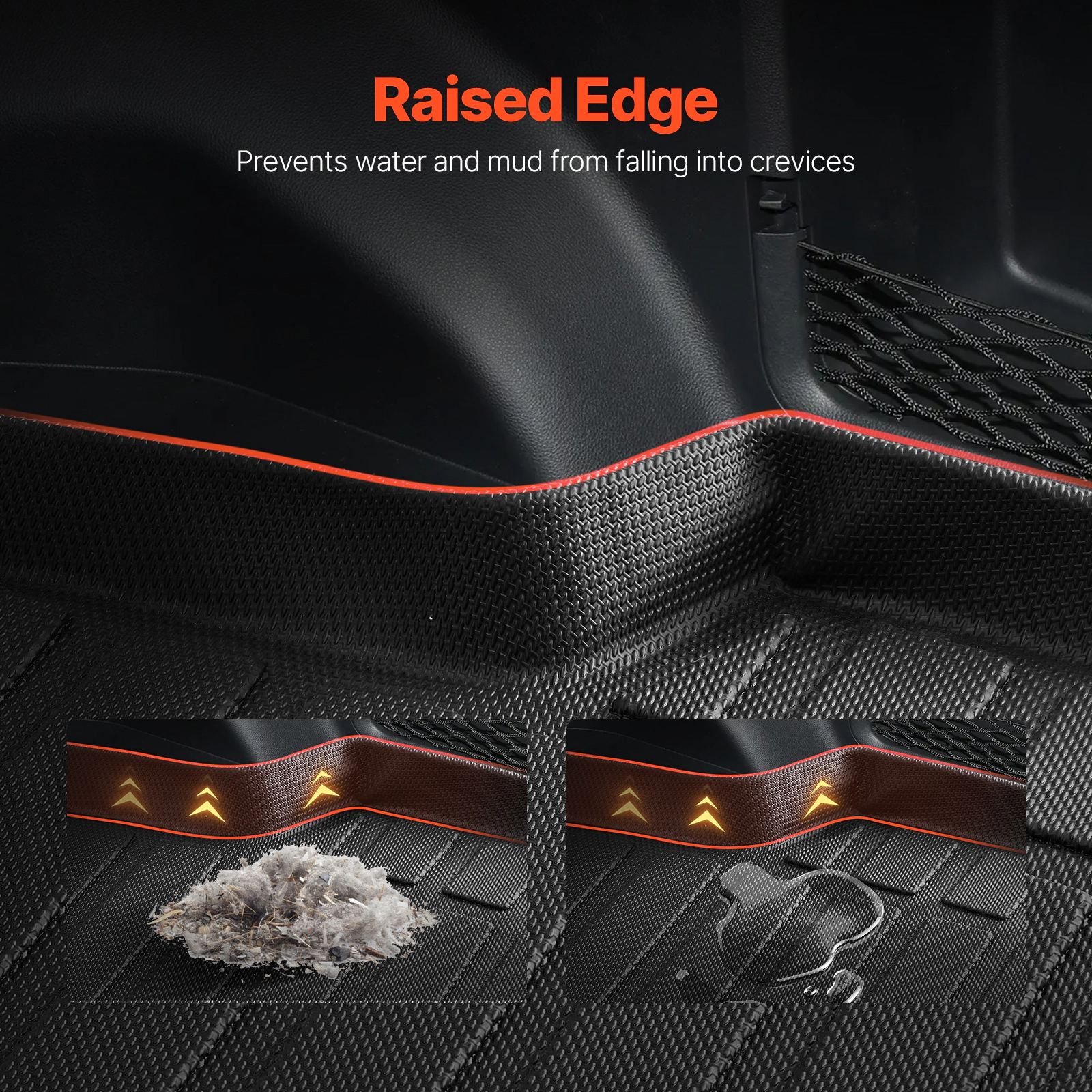 HONGGE Custom Fit TPE Cargo Mat for Toyota RAV4 2019-2024, Trunk Liner with Backrest Mats, Waterproof Protector, Black