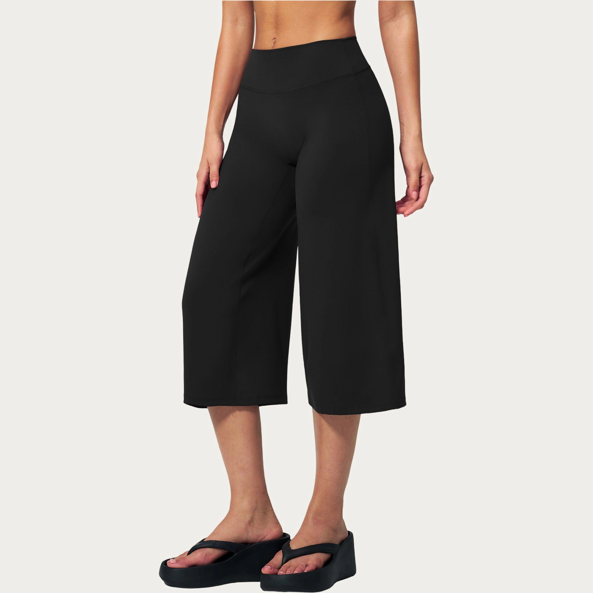 Anna-Kaci Women's High-Waist Capri Wide-Leg Pants with Smooth Stretch Fabric and Relaxed Fit