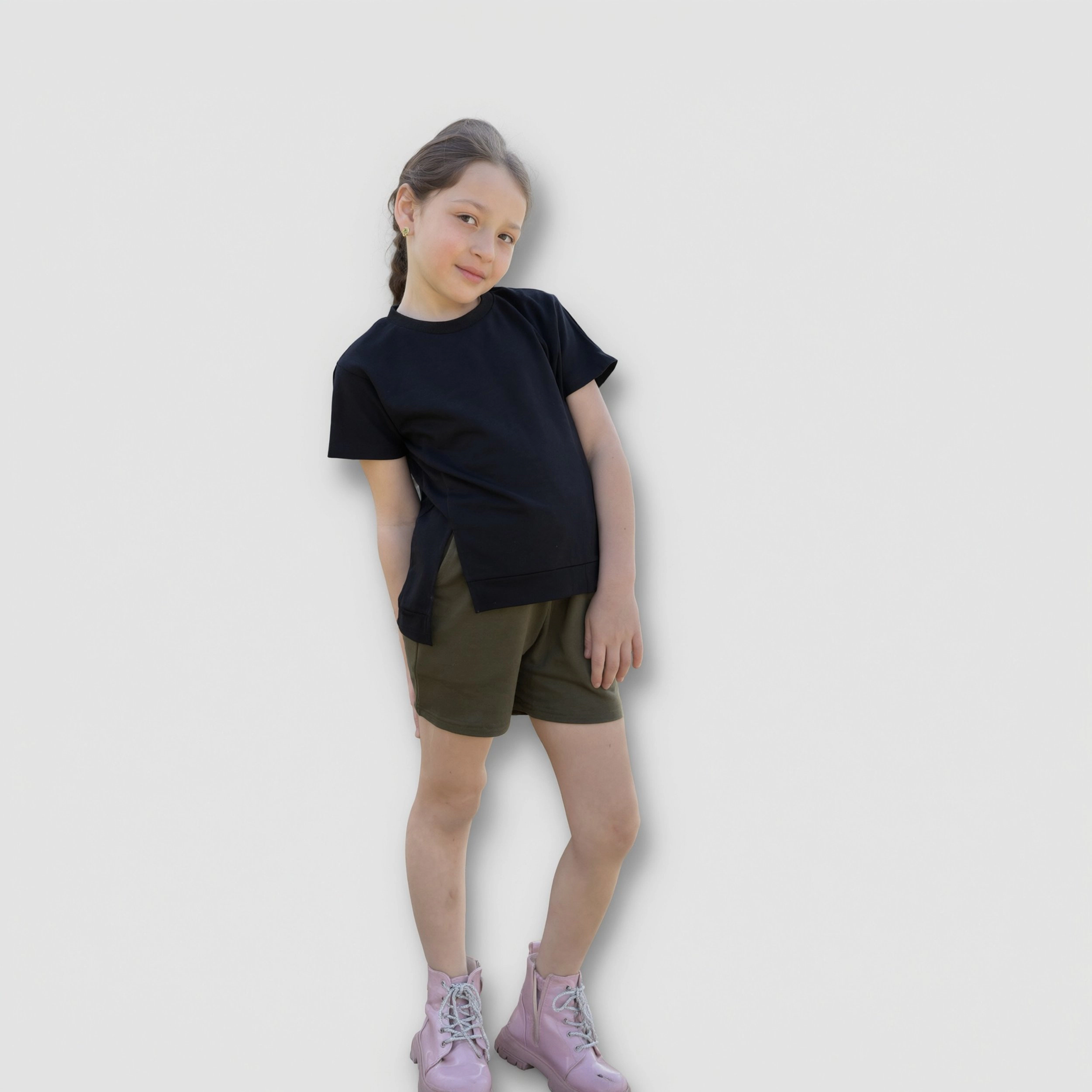 Arshiner Girls Piece Outfit Short Sleeve Highlow Hem Tshirt And Shorts For Everyday Wear Tiedye