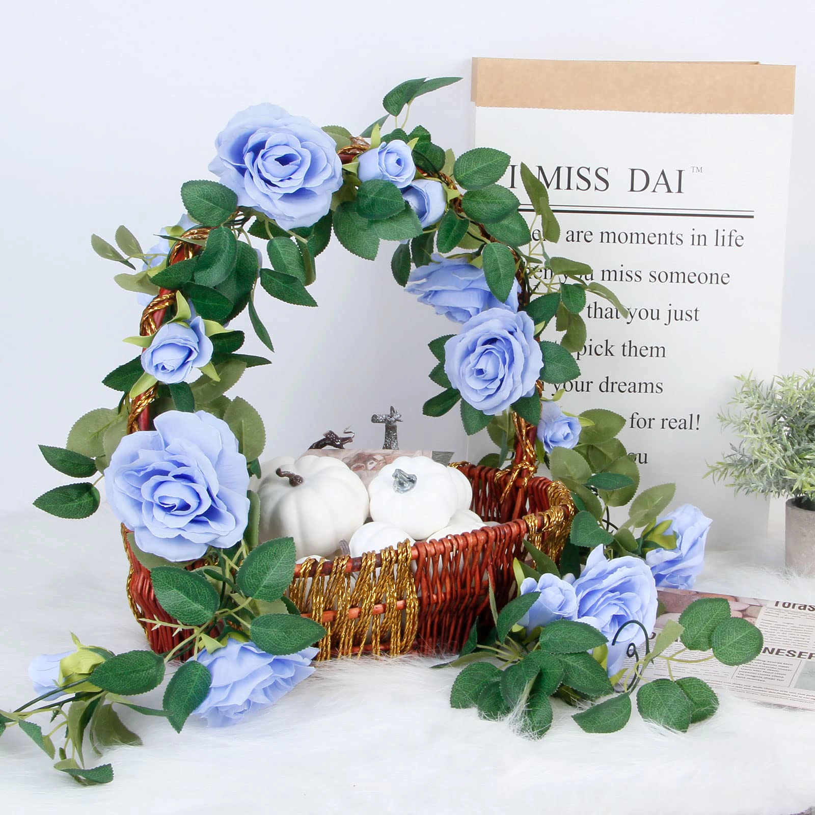 PUPWE Artificial Rose Vine Garland Wedding Decor