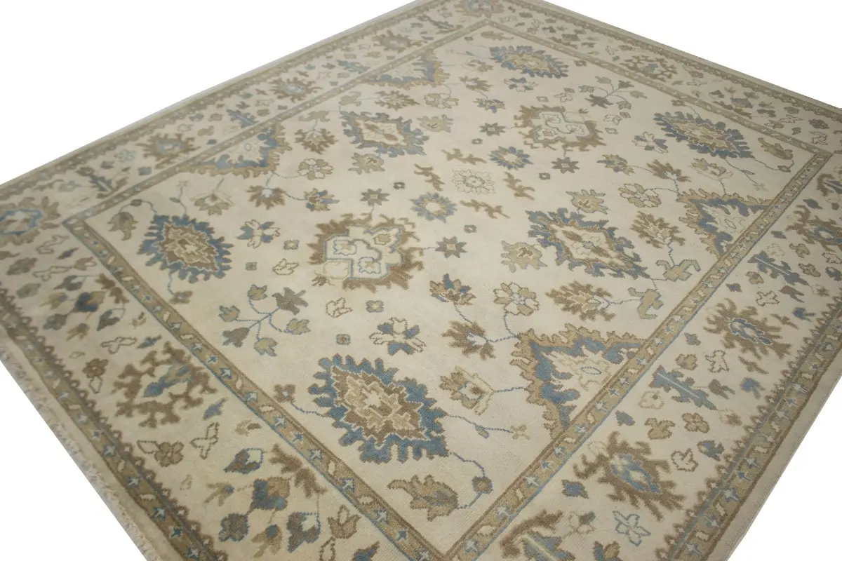 Magic Rugs 9'10 X 8'2 Hand Knotted Oushak Chobi Muted Floral Wool Rug