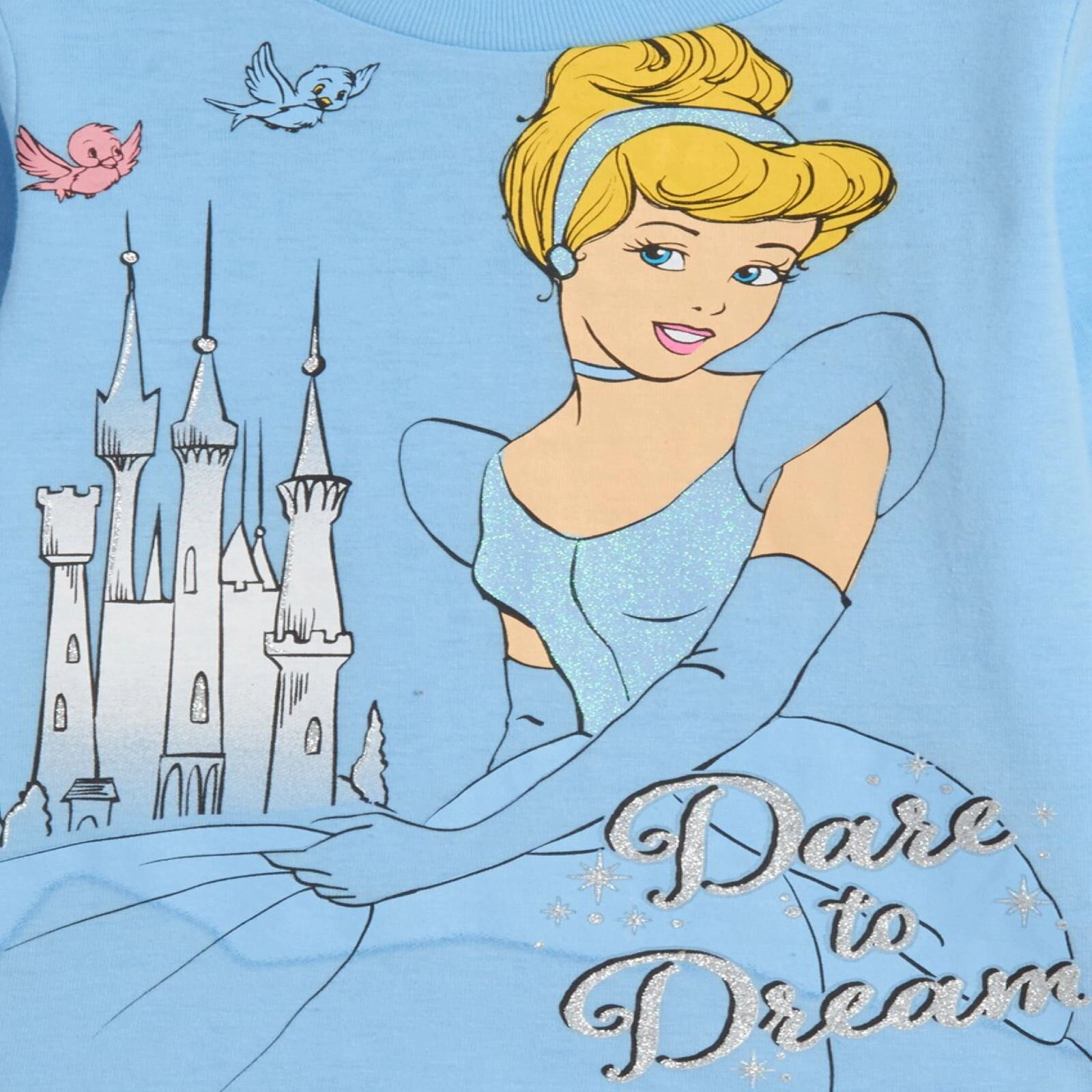Disney Princess Girls' Glitter Long Sleeve T-Shirt 3-Pack