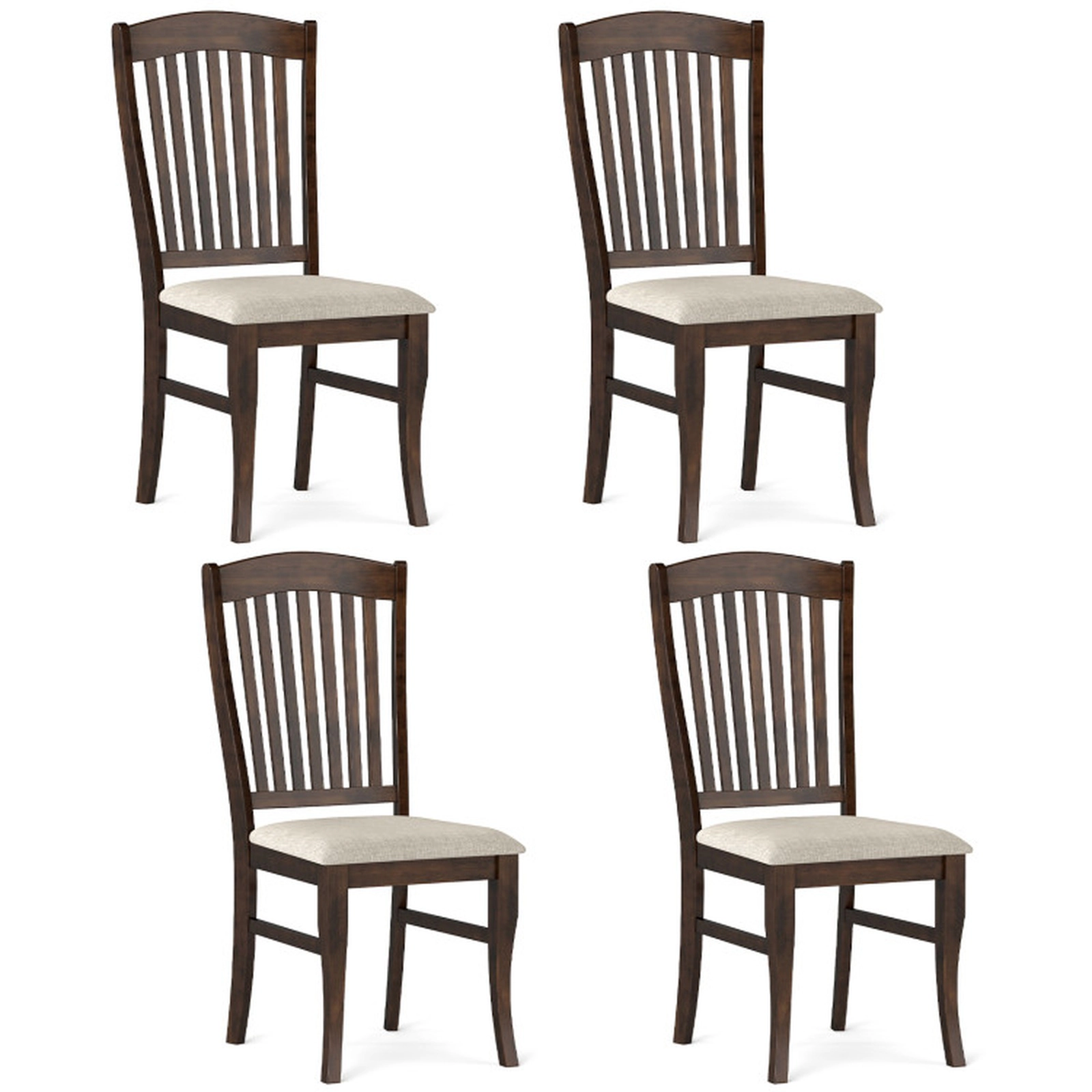 SUGIFT Set of 4 Kitchen Side Chairs with Rubber Wood Frame & Comfy Padded PU Leather Seat 400-lb Capacity Brown & White