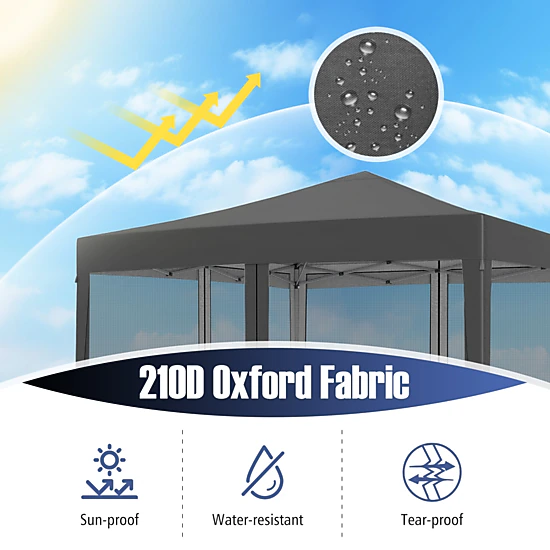 LJG Pop-up Canopy Tent Easy Setup Instant Folding Shelter with Mesh Netting
