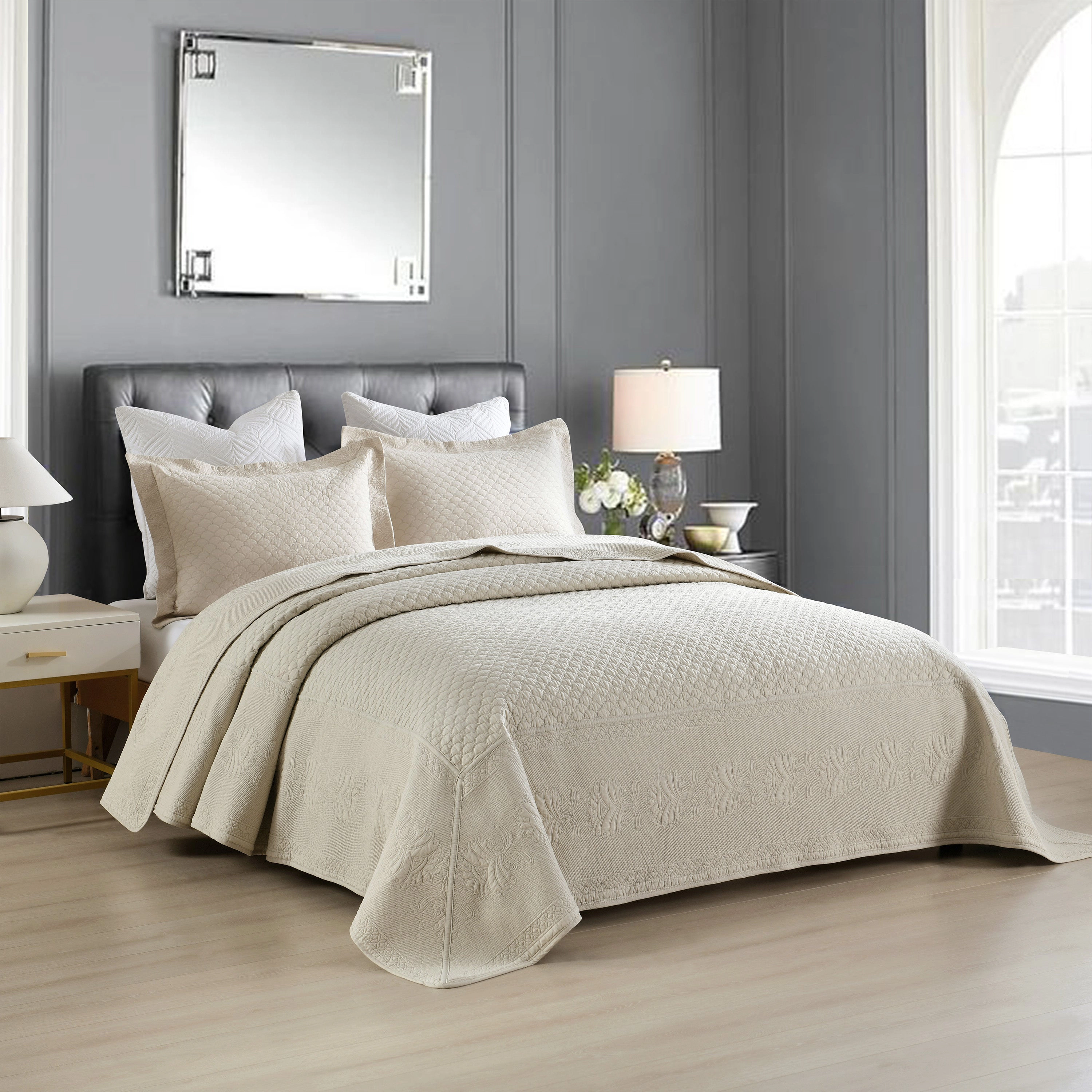 MarCielo 3 Piece 100% Cotton Oversized Lightweight Quilt Bedspread Set