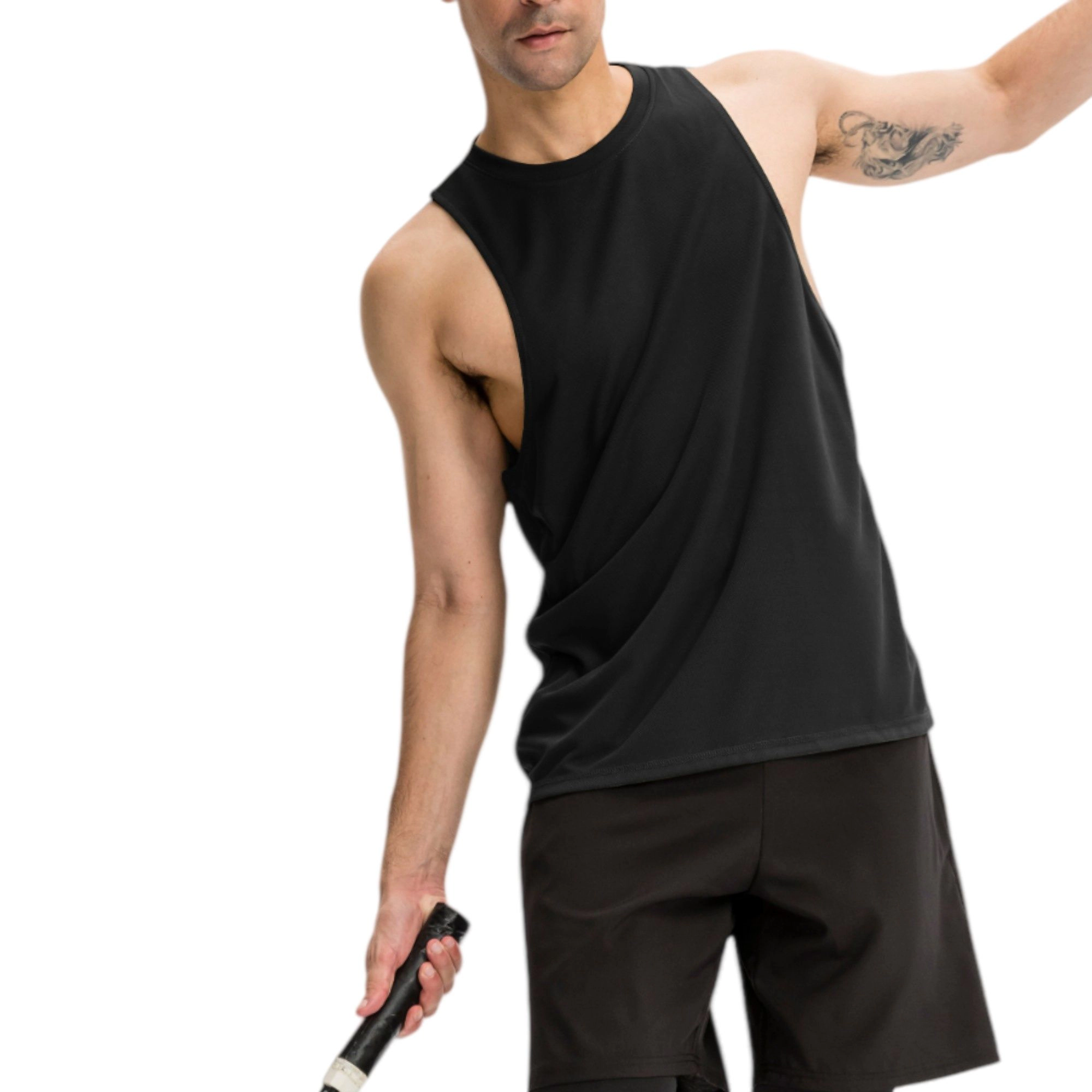 Anna-Kaci Men's Muscle Workout Tank Top with Deep Armholes and Lightweight Breathable Fabric