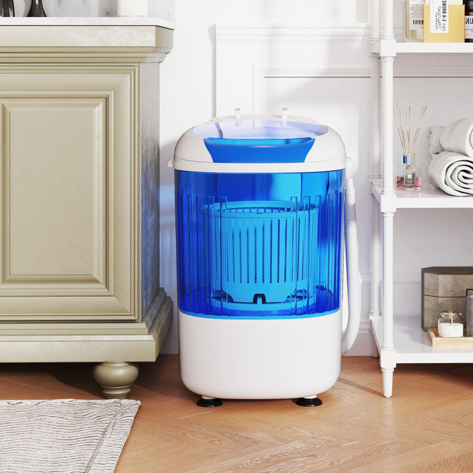 SUGIFT Portable Mini Semi-automatic Washing Machine with Spin Tub 5.5-lb Capacity Blue/Gray