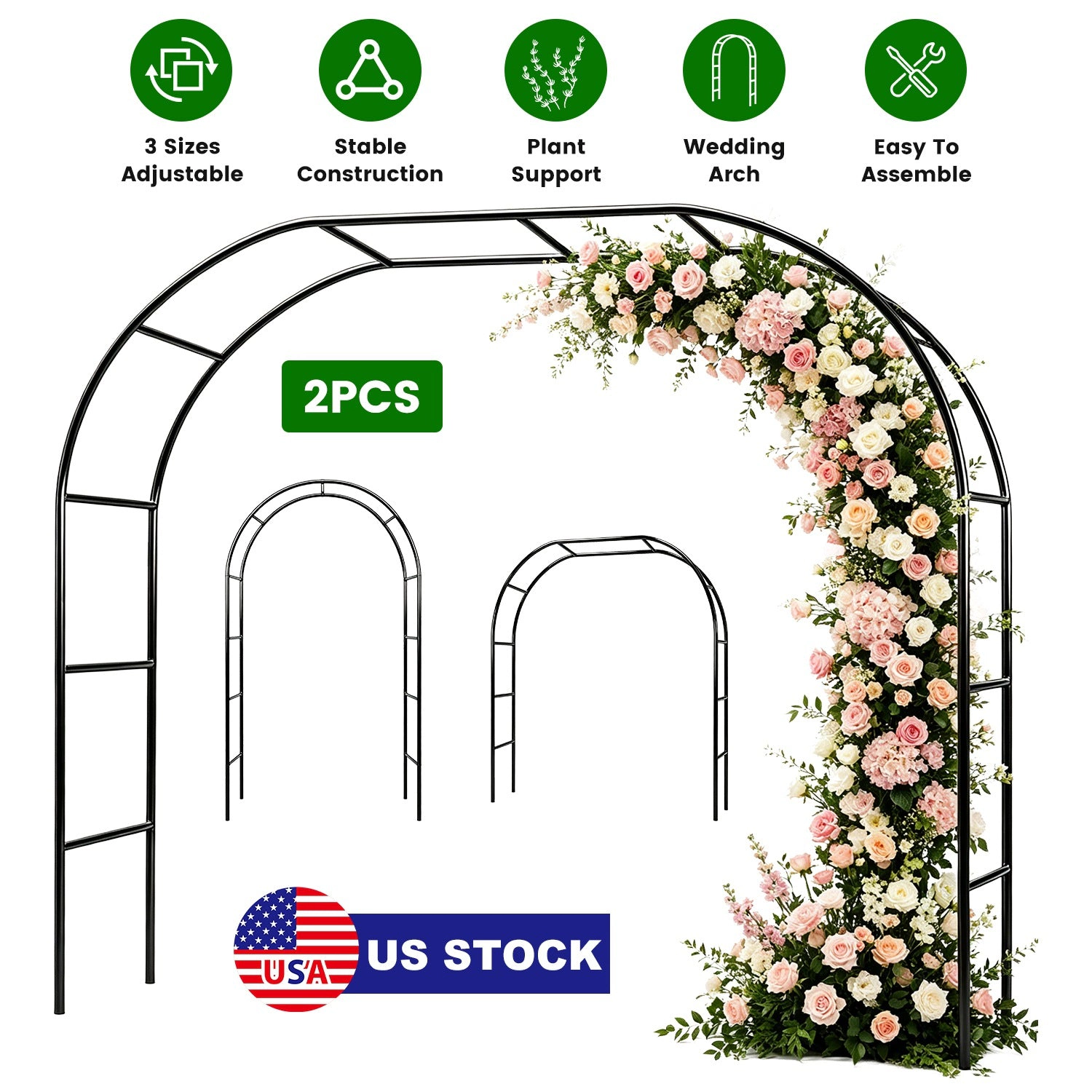 GBruno Adjustable Metal Garden Arch Trellis