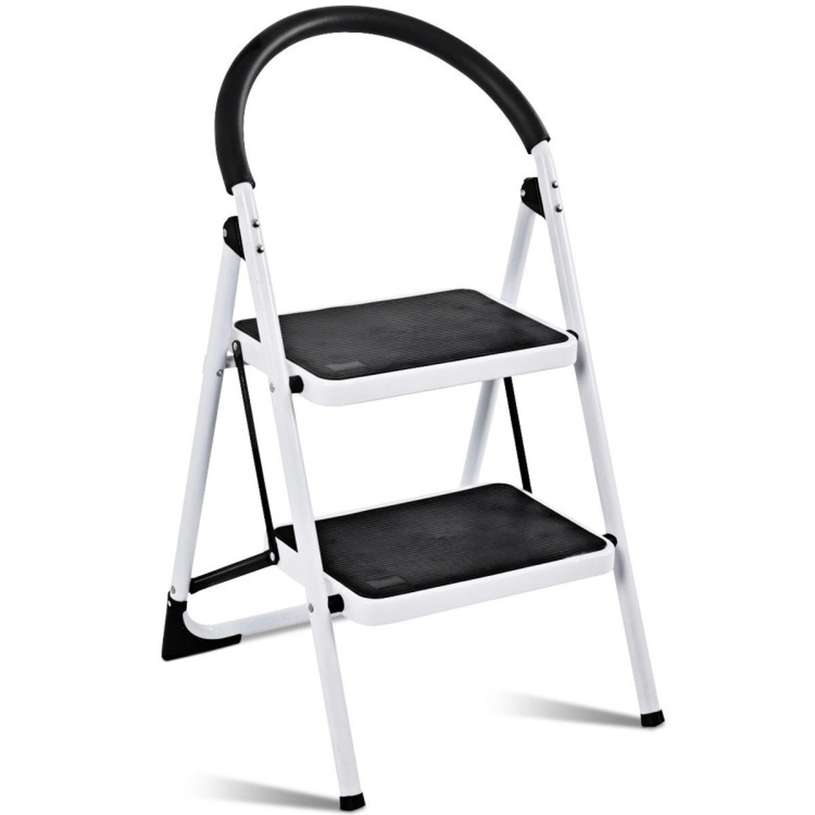 SUGIFT 2.75-ft Folding Iron Frame Anti-Slip Pedals Top Grip Step Stool 18.5-in x 19.5-in x 33-in 330-lb Capacity White