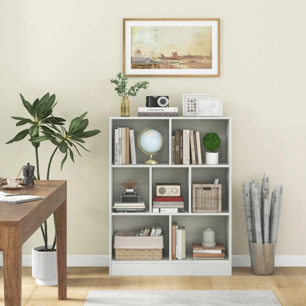 Hivvago 7-Section Freestanding Bookshelf for Kids Room Classroom Daycare Nursery-White