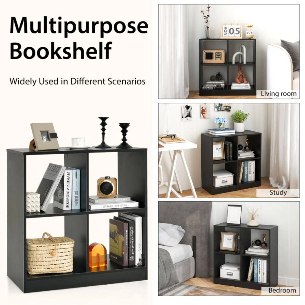 Hivvago 4-Cube Kids Bookcase Freestanding with Open Shelves