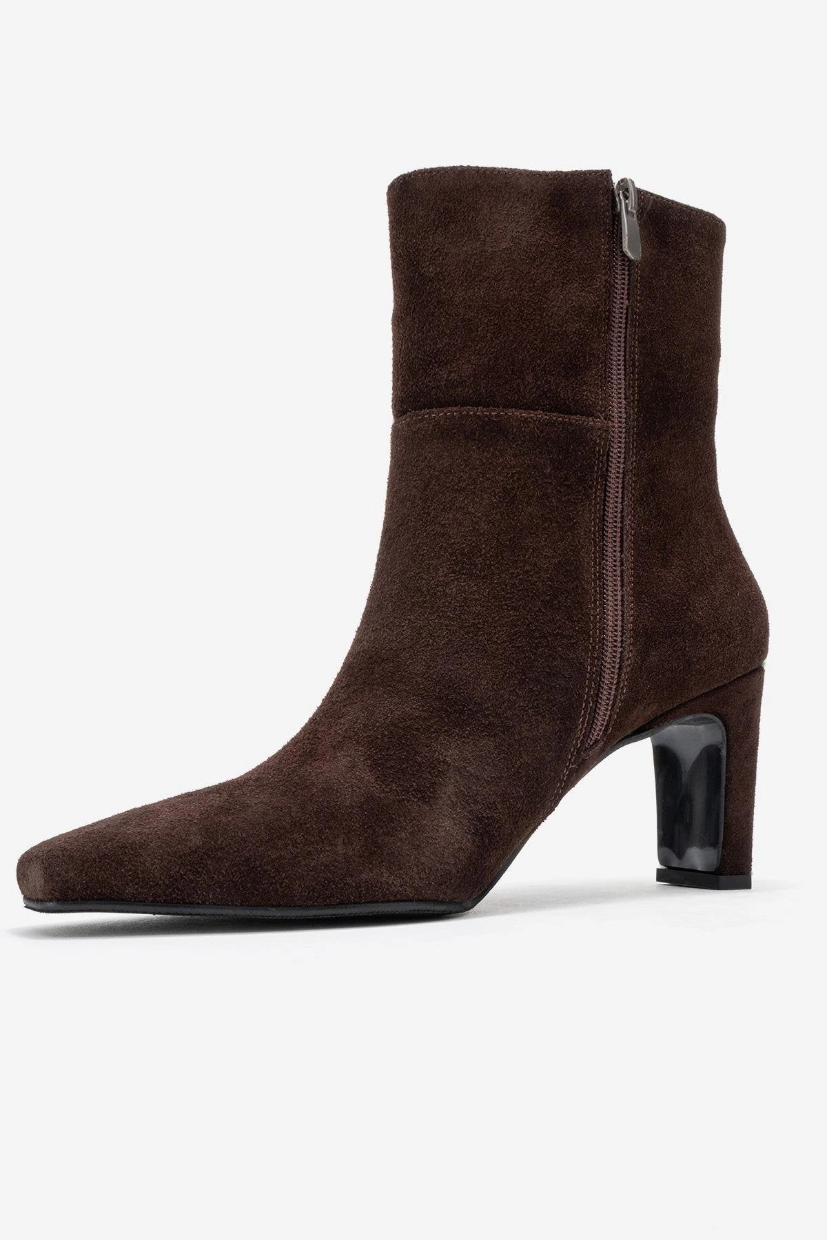 Forever & Always Womens Kyoto Leather Block Heel Boots