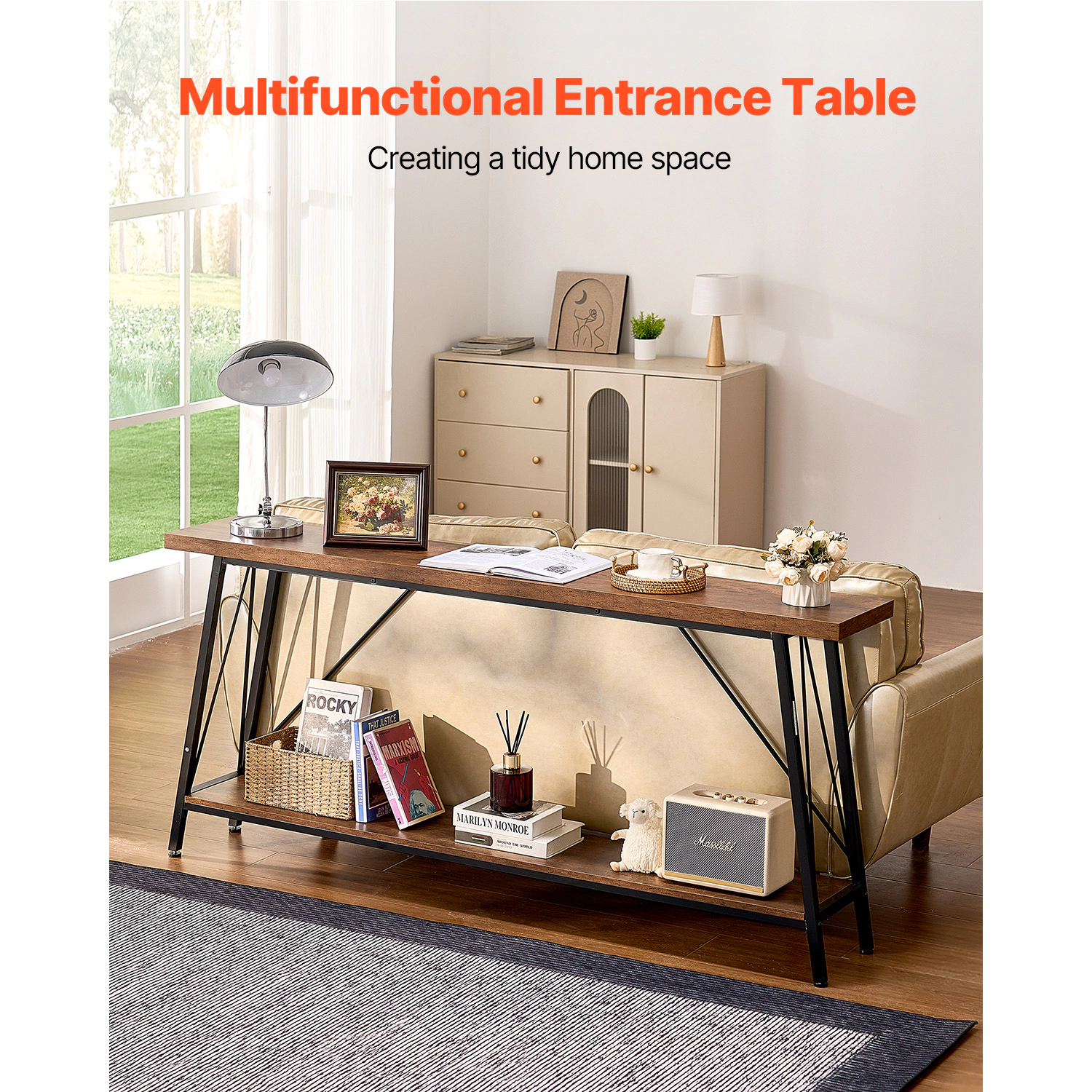 HONGGE Narrow Console Sofa Table Behind Couch Table Entryway Table and Skinny Hallway Table Narrow Sofa Table with