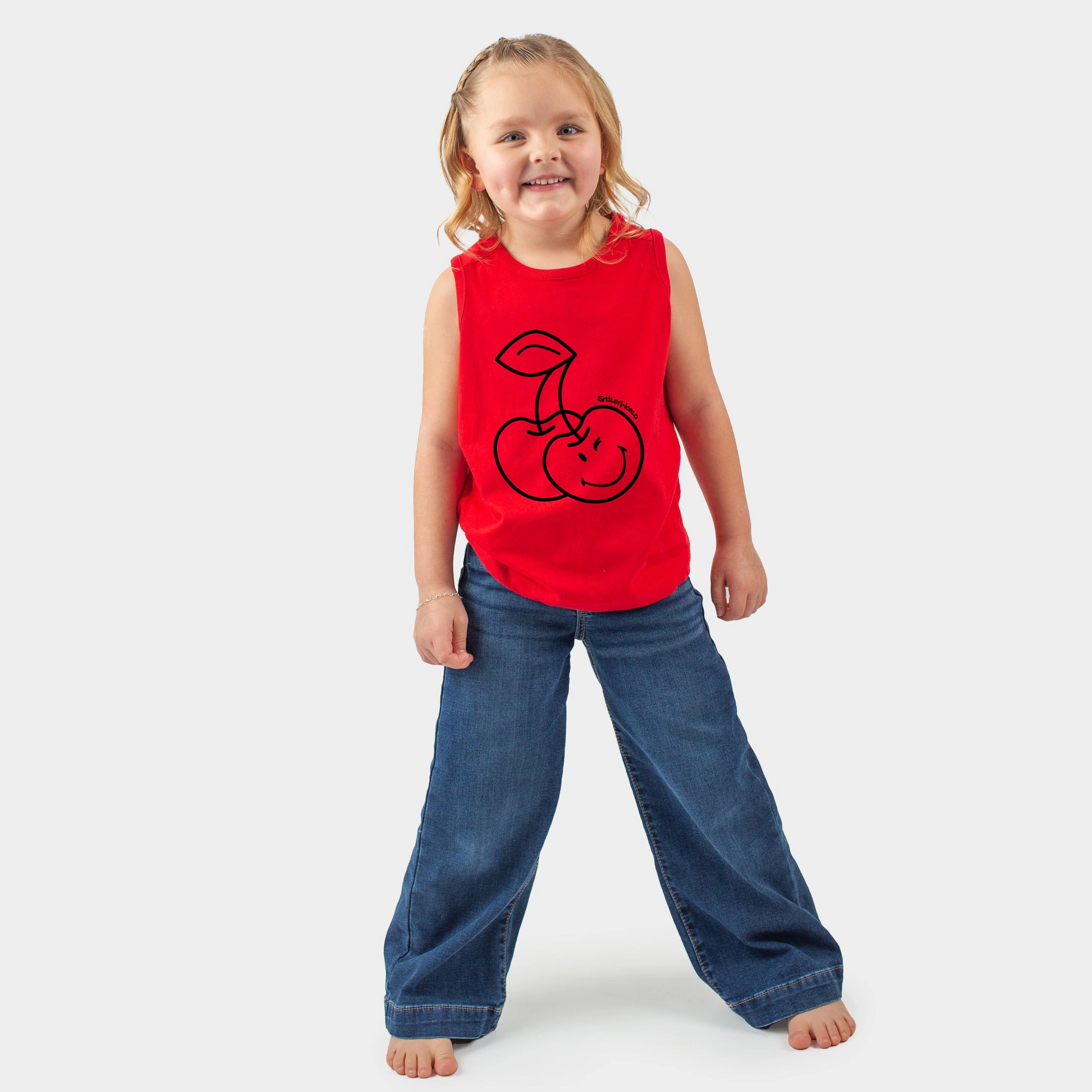 The Juniper Shop - Toddler Graphic Tank SmileyWorld Cherry Face Outline