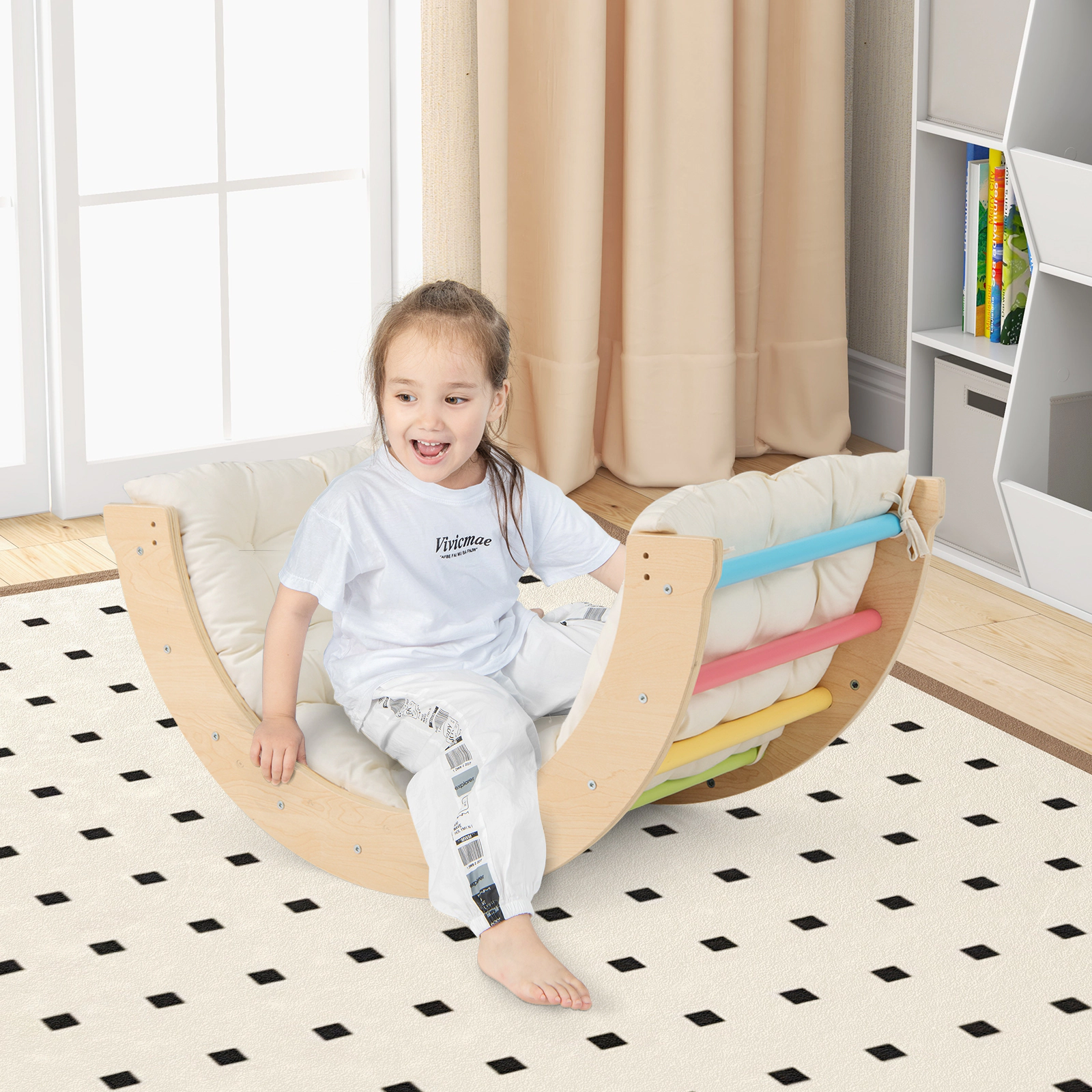 LJG 6 1 Kids Climbing Arch Playset with Removable Cushion and Stoppers