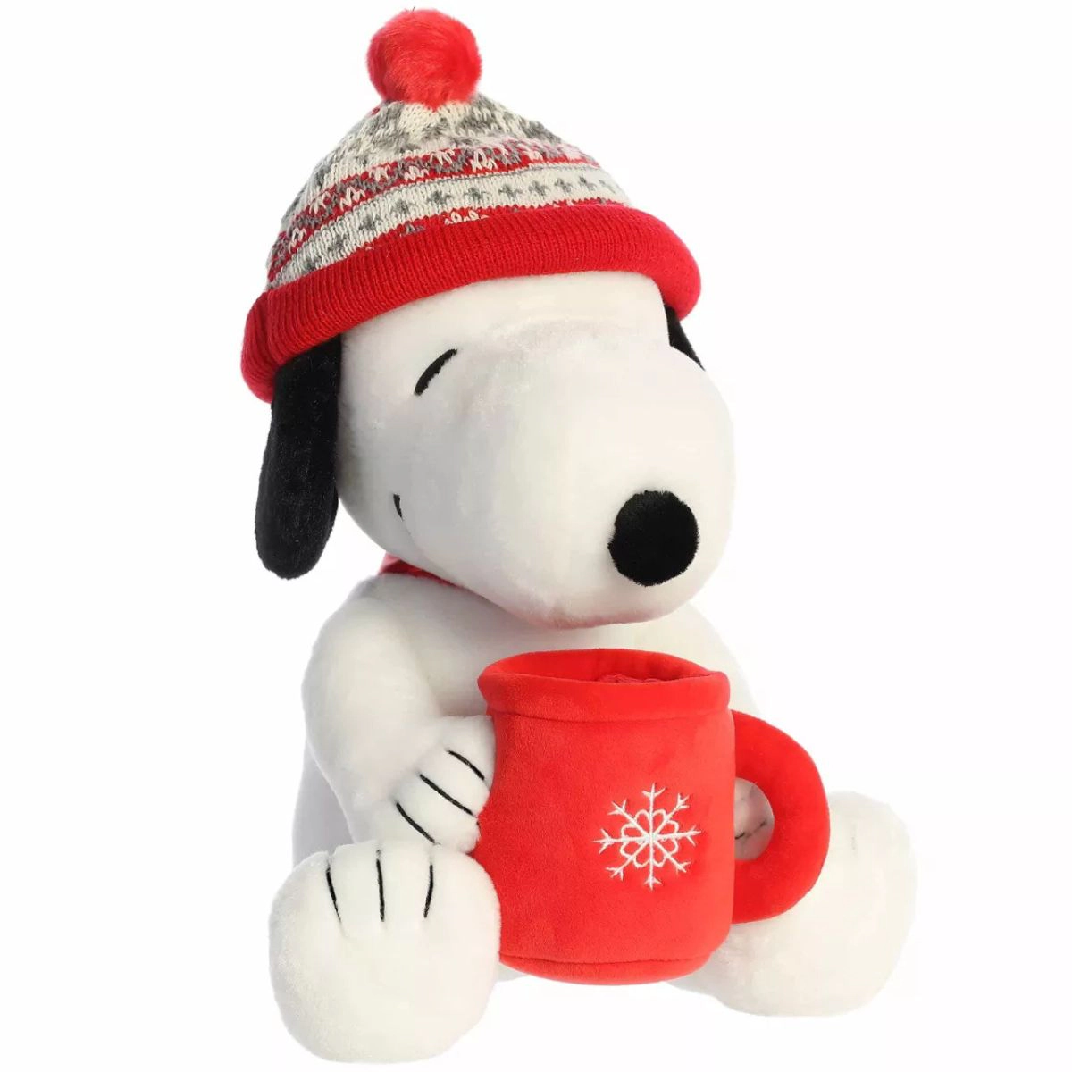 Aurora Peanuts Winter Hat Snoopy with Cocoa Mug 12-Inch Stuffed Animal Plush