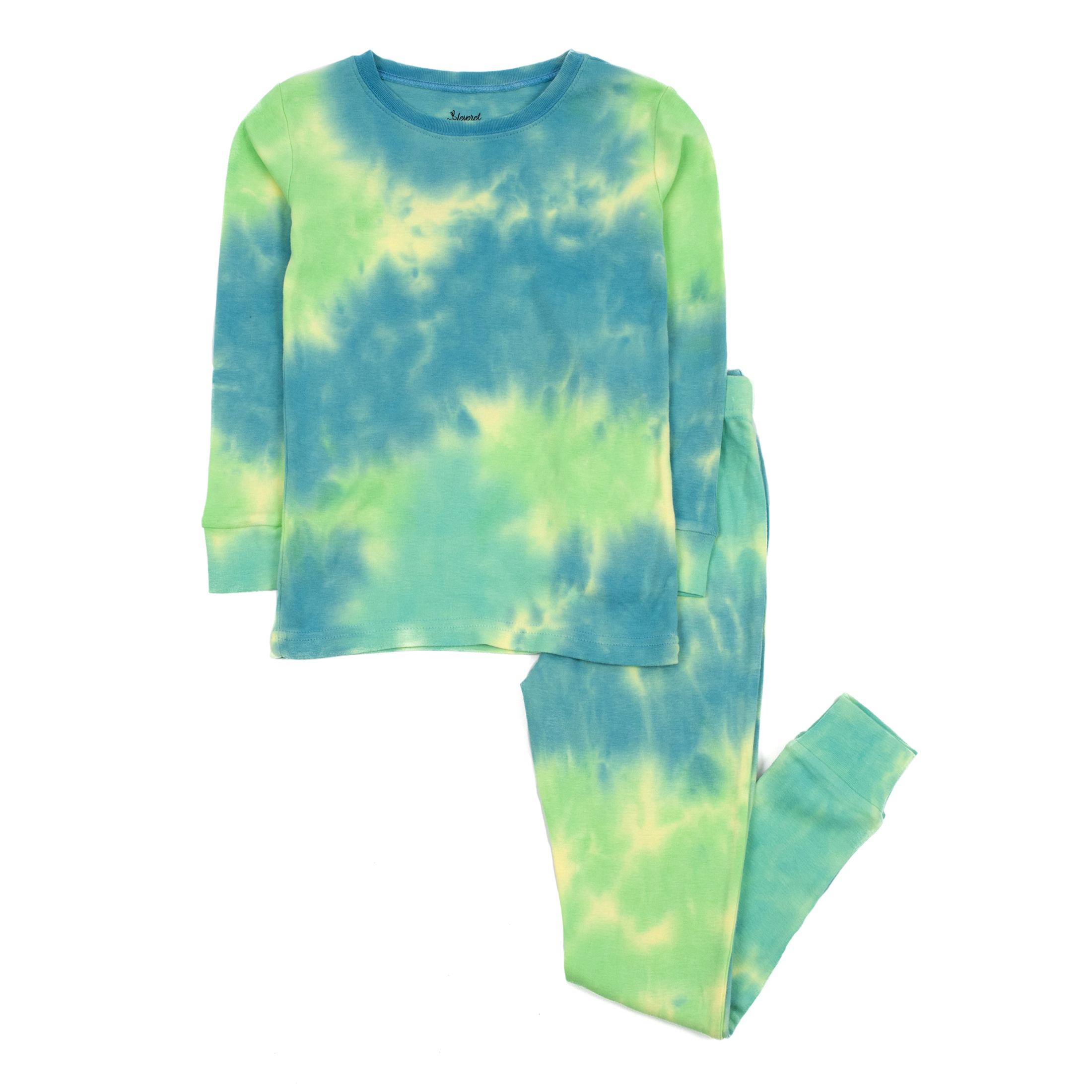 Leveret Kids 2-Piece Colorful Rainbow Tie Dye Mix Cotton Snug Fit Pajama Set