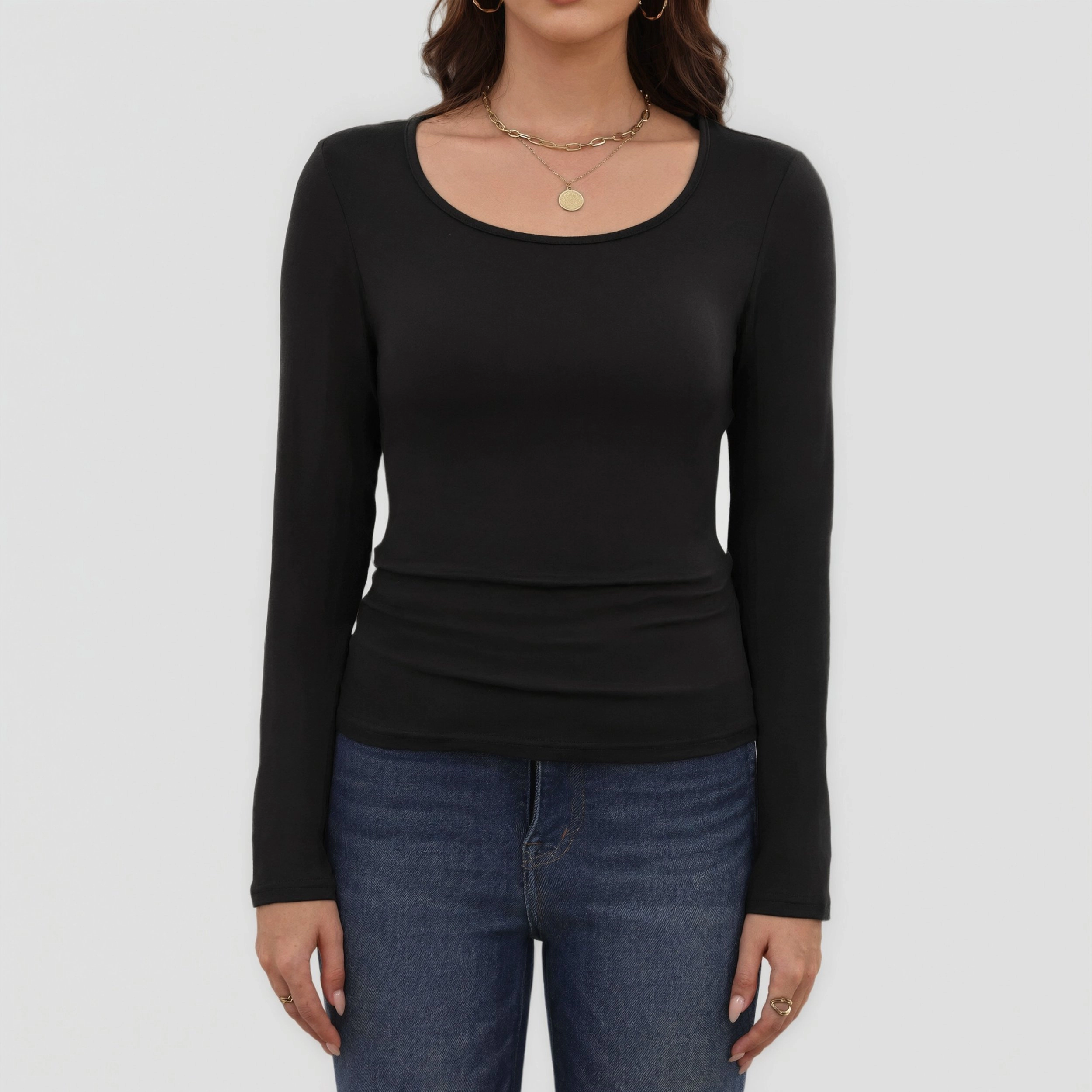Ekouaer Womens Thermal Long Sleeve Base Layer Top Lightweight Stretch Crew Neck Shirt