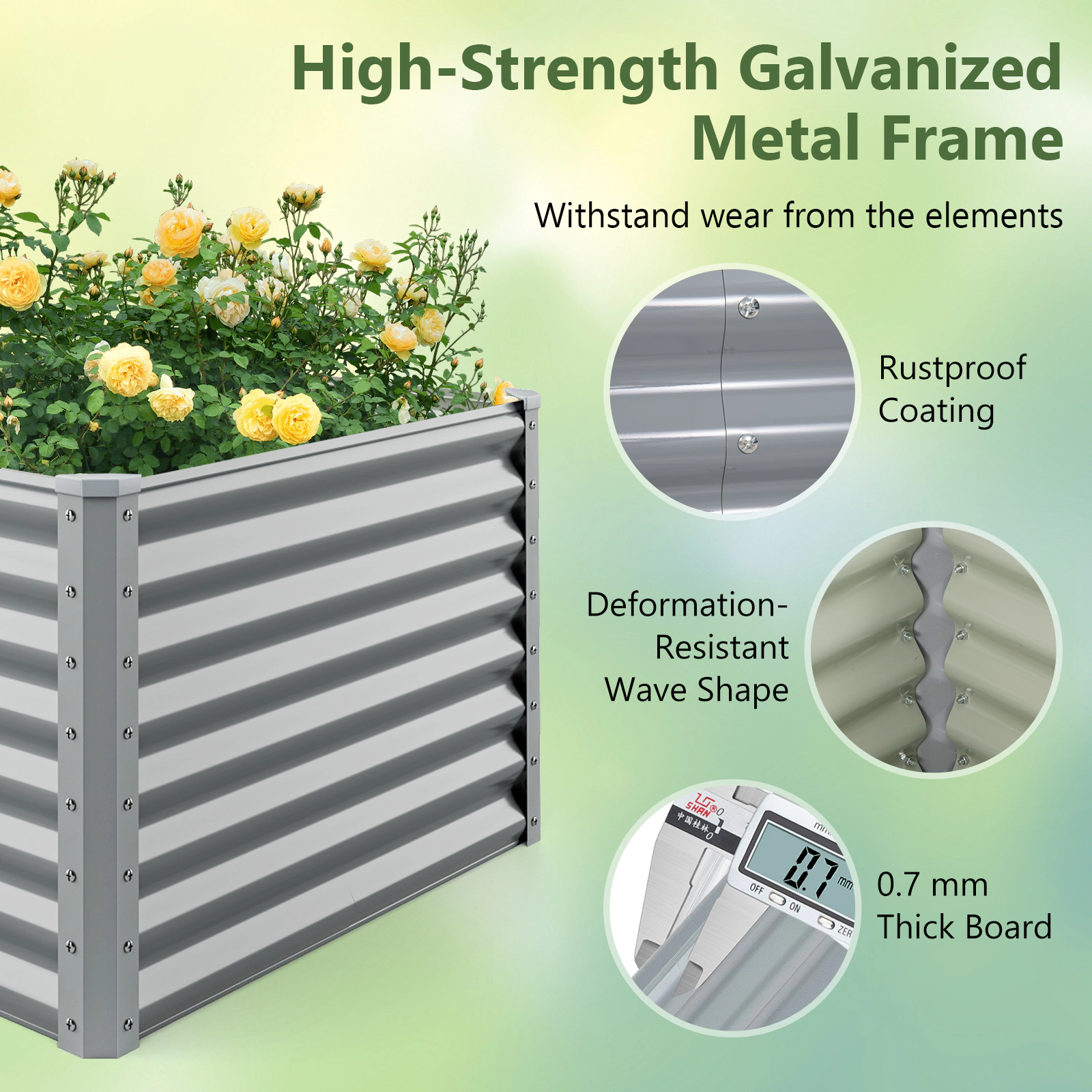SlickBlue Gray Metal Raised Planter Box for Outdoor Gardening