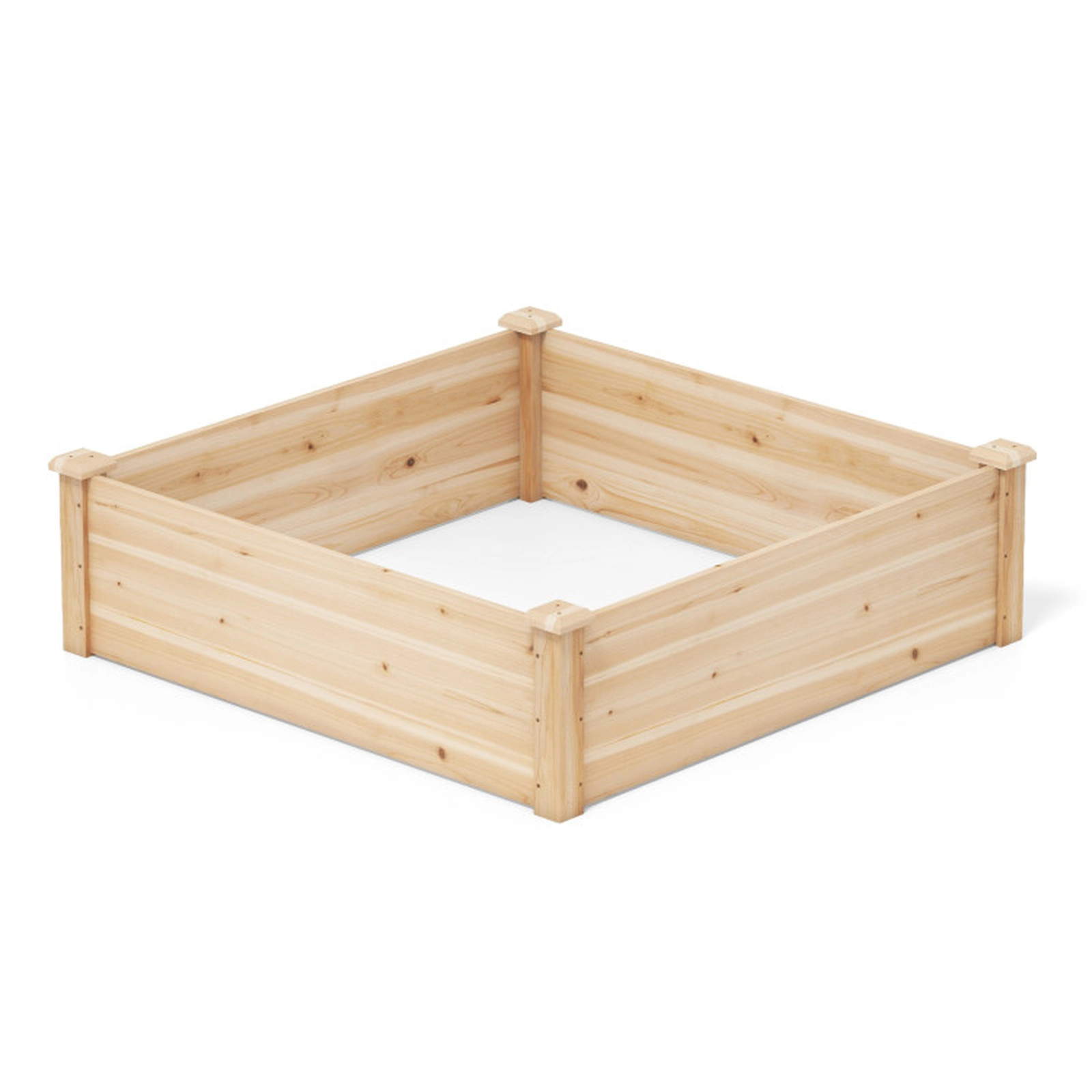 SUGIFT Natural Wood Square Raised Garden Bed with Open-Ended Base and 4 Reinforced Corners 40-in W 40-in D 12-in H