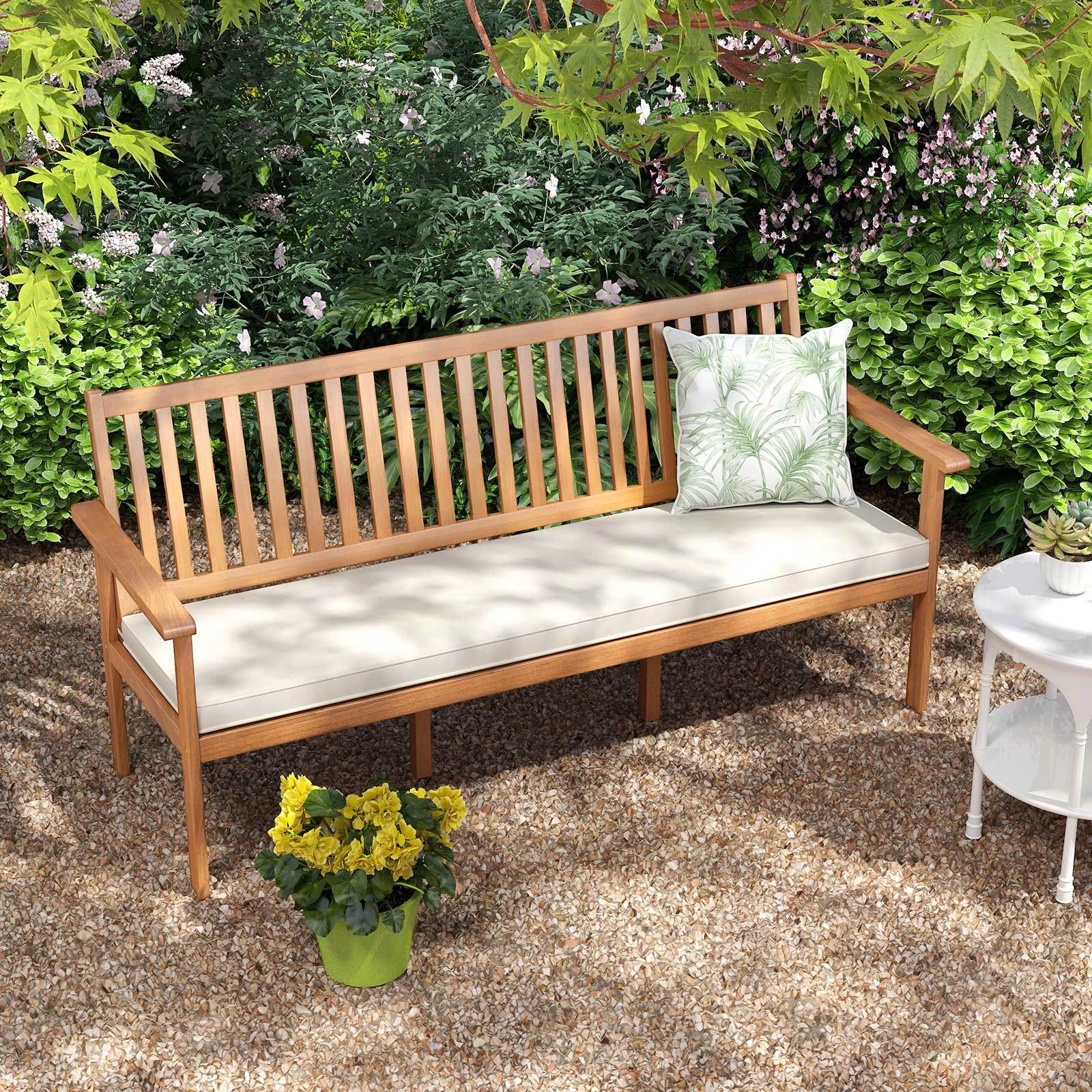 SlickBlue Patio Garden Bench with Removable Cushion for Porch, Backyard and Balcony