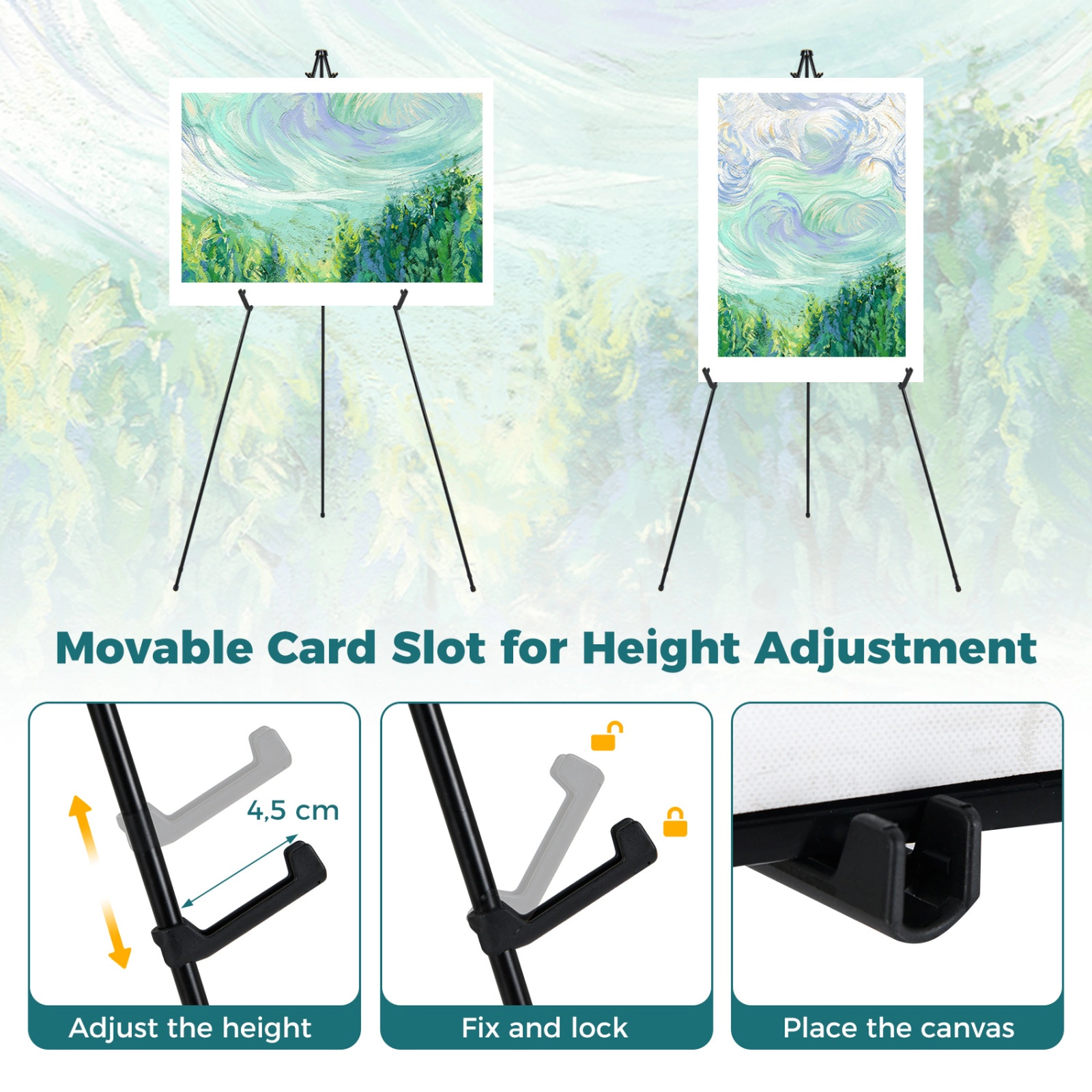 SUGIFT Black Carry Bags for Display and Signage 6-Pack 65-in Metal Easel Stand