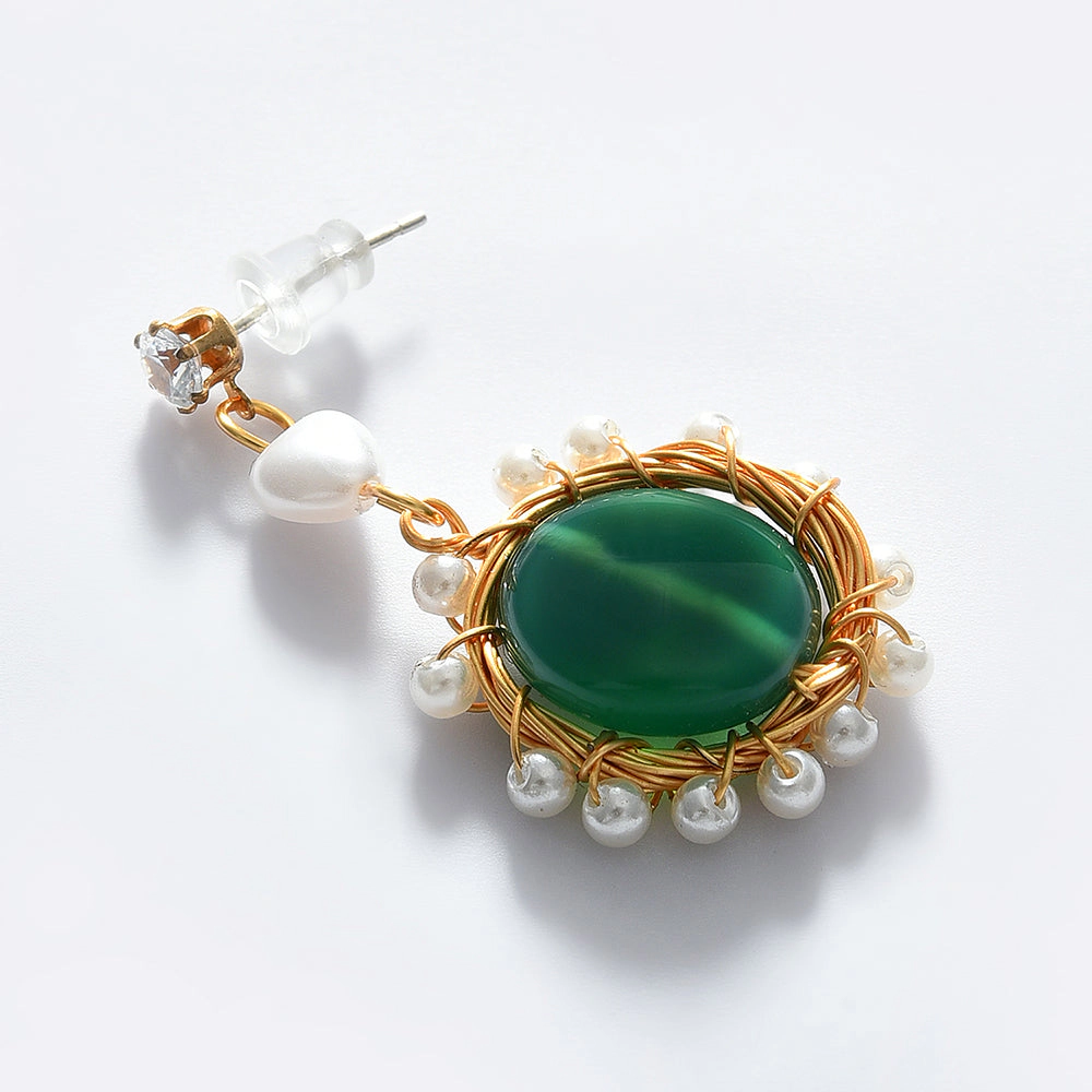 SOHI Women's Green Cluster Stone Drop Earrings