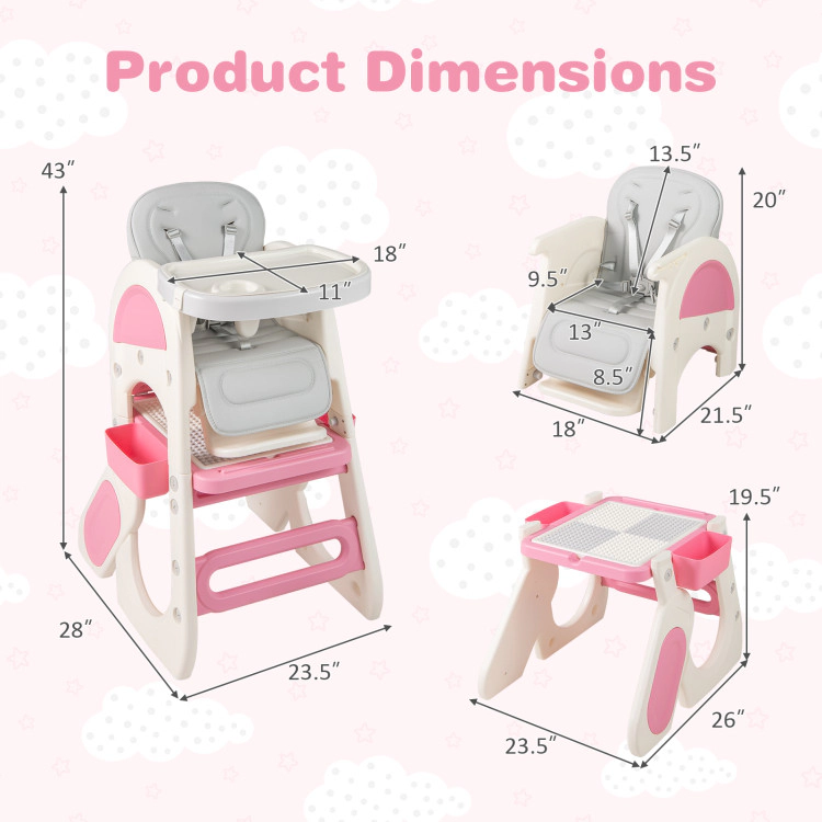 Hivvago Convertible Baby High Chair with Double-layer Tray and Adjustable Backrest